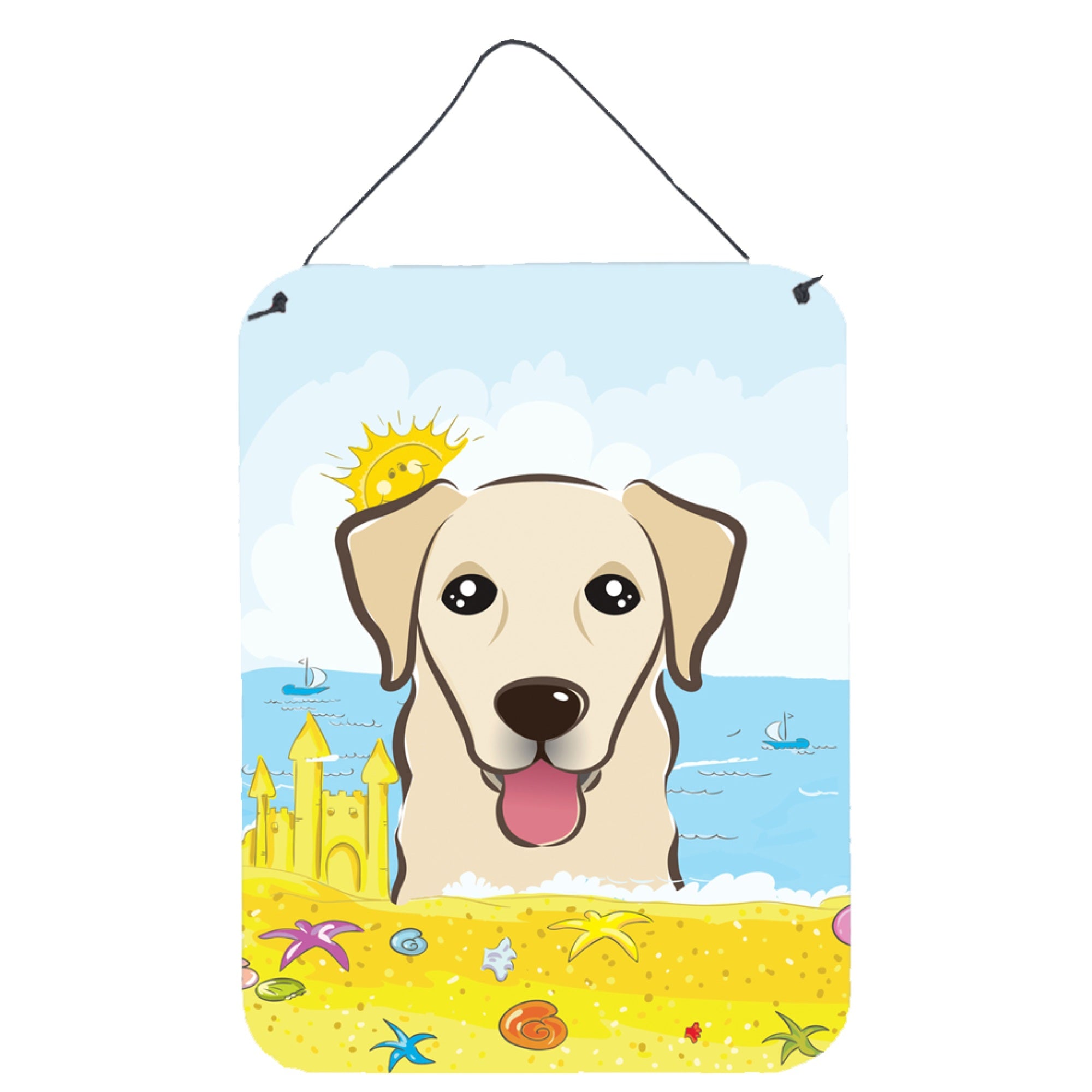 'Caroline'S Treasures Golden Retriever Summer Beach Wall Or Door Hanging Prints Bb2120Ds1216, 16Hx12W, Multicolor''