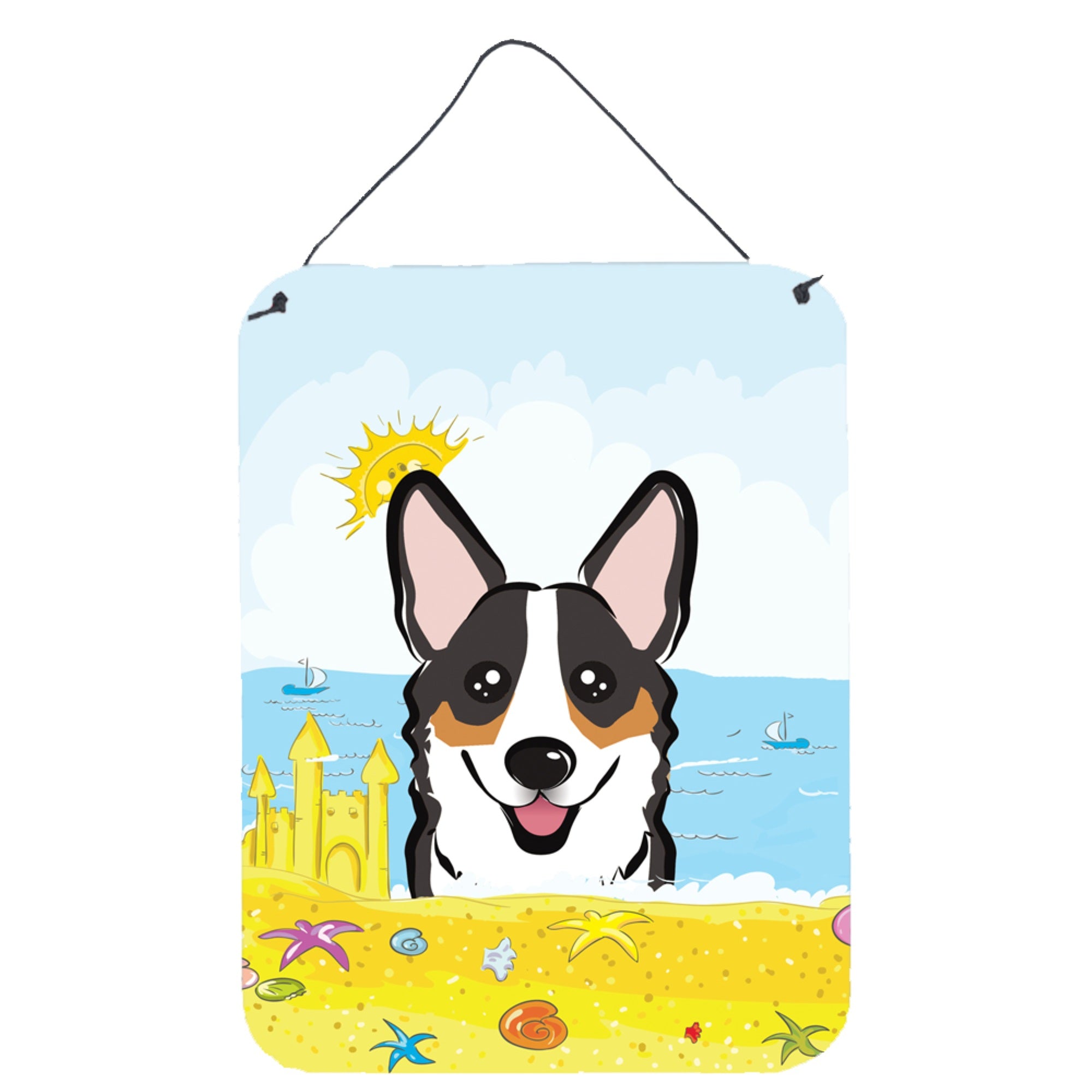 'Caroline'S Treasures Tricolor Corgi Summer Beach Wall Or Door Hanging Prints Bb2123Ds1216, 16Hx12W, Multicolor''
