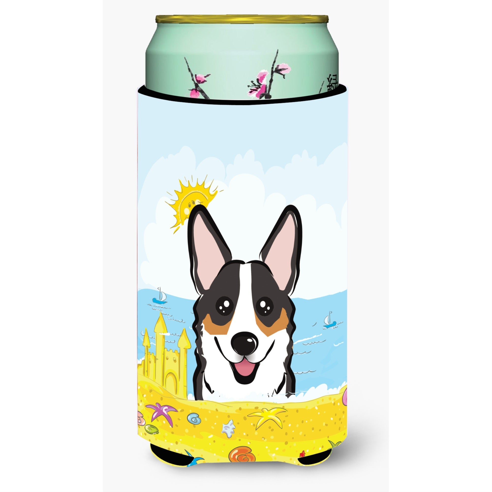 'Caroline'S Treasures Bb2123Tbc ''''Tricolor Corgi Summer Beach'''' Tall Boy Hugger Koozie, Multicolor''