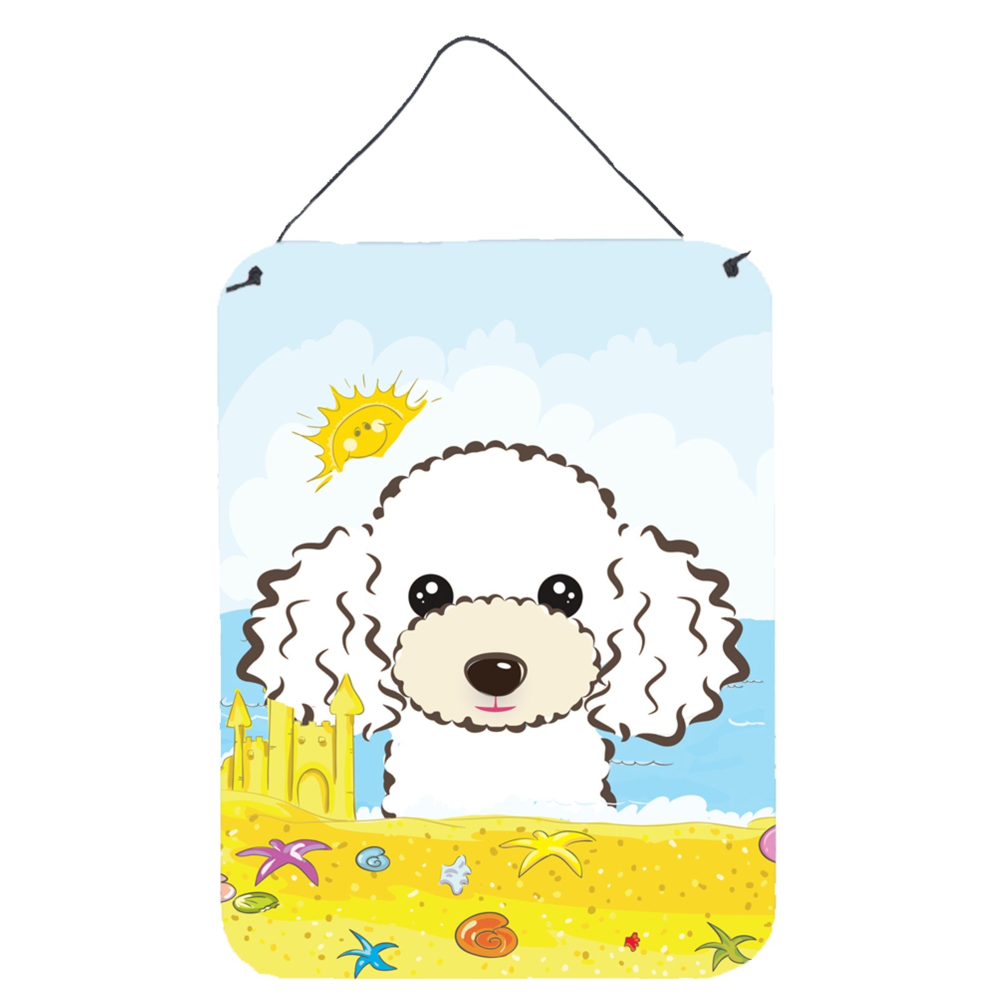 'Caroline'S Treasures White Poodle Summer Beach Wall Or Door Hanging Prints Bb2125Ds1216, 16''''H X 12''''W, Multicolor''