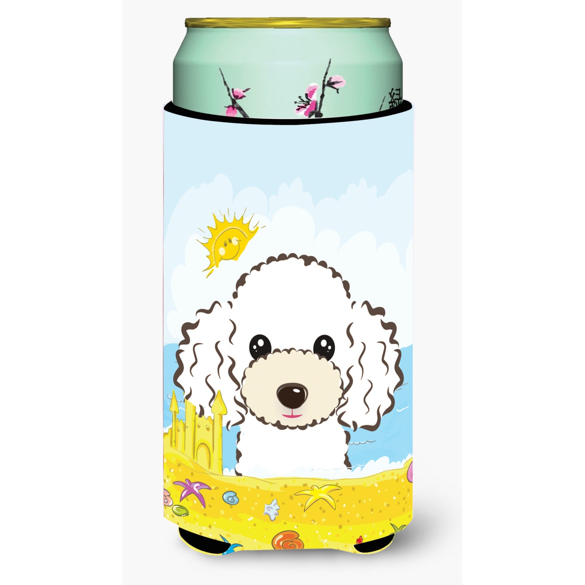 'Caroline'S Treasures Bb2125Tbc ''''White Poodle Summer Beach'''' Tall Boy Hugger Koozie, Multicolor''