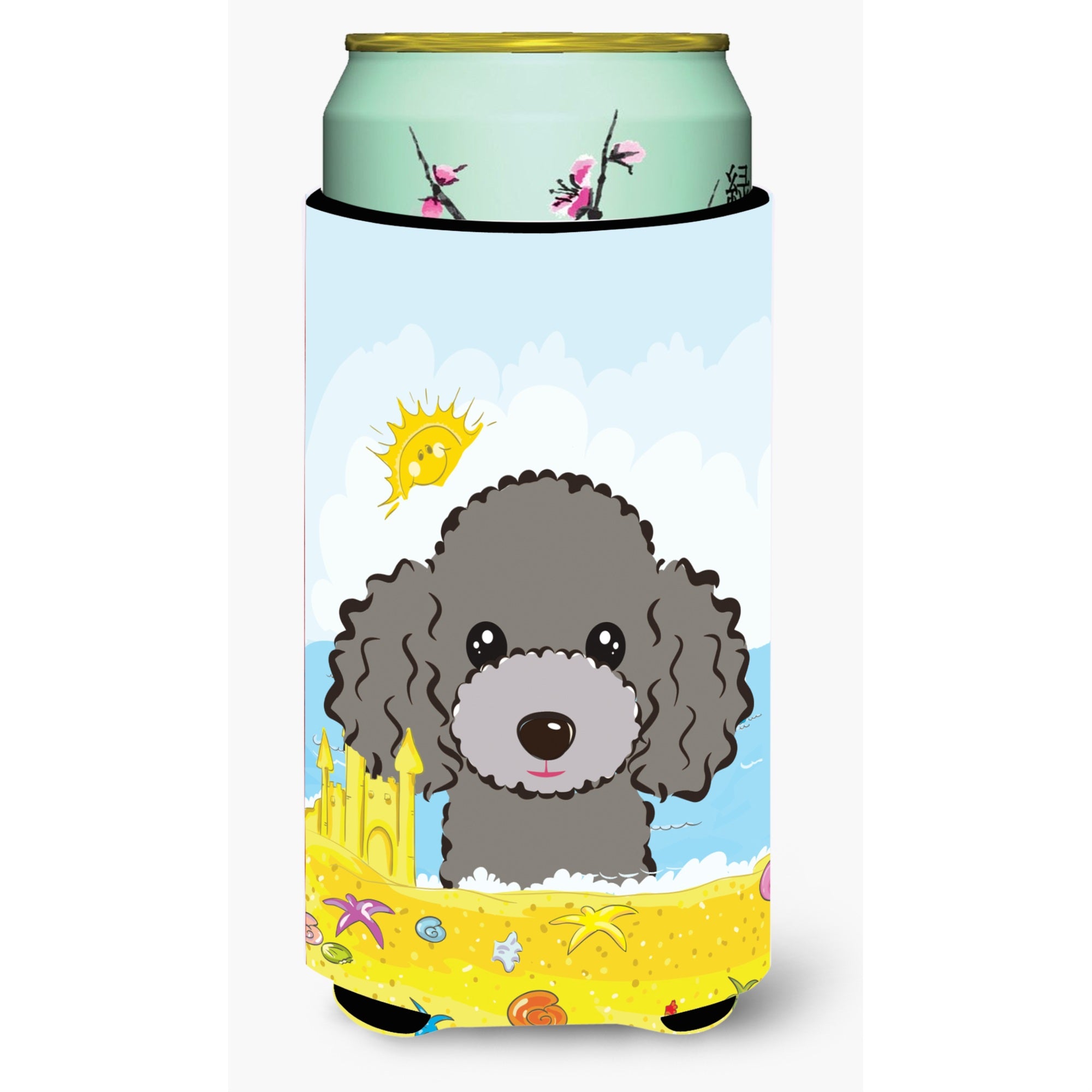 'Caroline'S Treasures Bb2127Tbc ''''Silver Gray Poodle Summer Beach'''' Tall Boy Hugger Koozie, Multicolor''