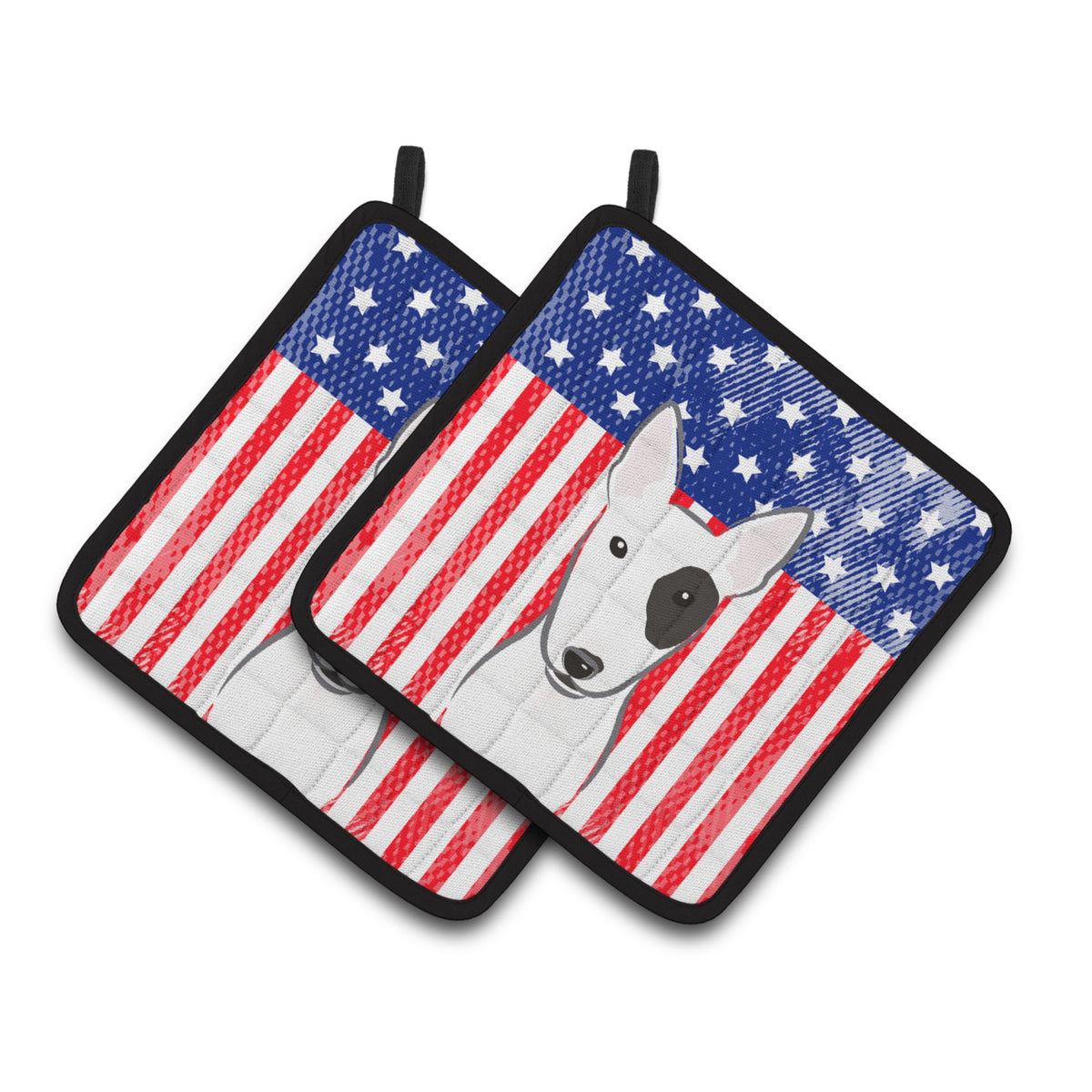 'Caroline'S Treasures American Flag & Bull Terrier Pair Of Pot Holders Bb2139Pthd, 7.5Hx7.5W, Multicolor''