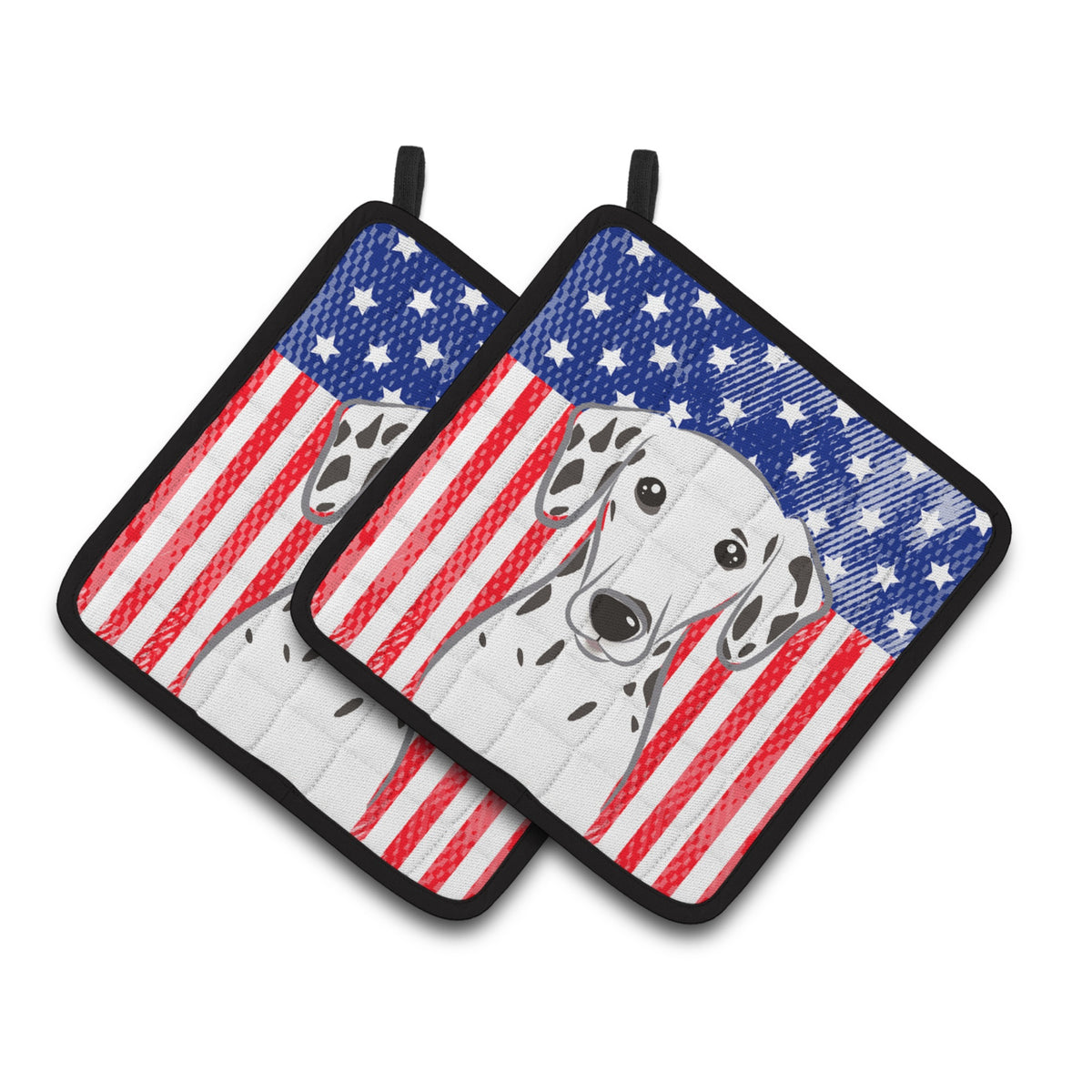 'Caroline'S Treasures American Flag & Dalmatian Pair Of Pot Holders Bb2140Pthd, 7.5Hx7.5W, Multicolor''