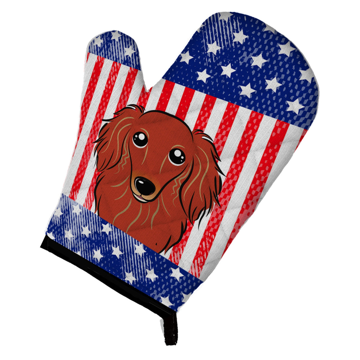 'Caroline'S Treasures Bb2144Ovmt American Flag And Longhair Red Dachshund Oven Mitt, 12'''' By 8.5'''', Multicolor''