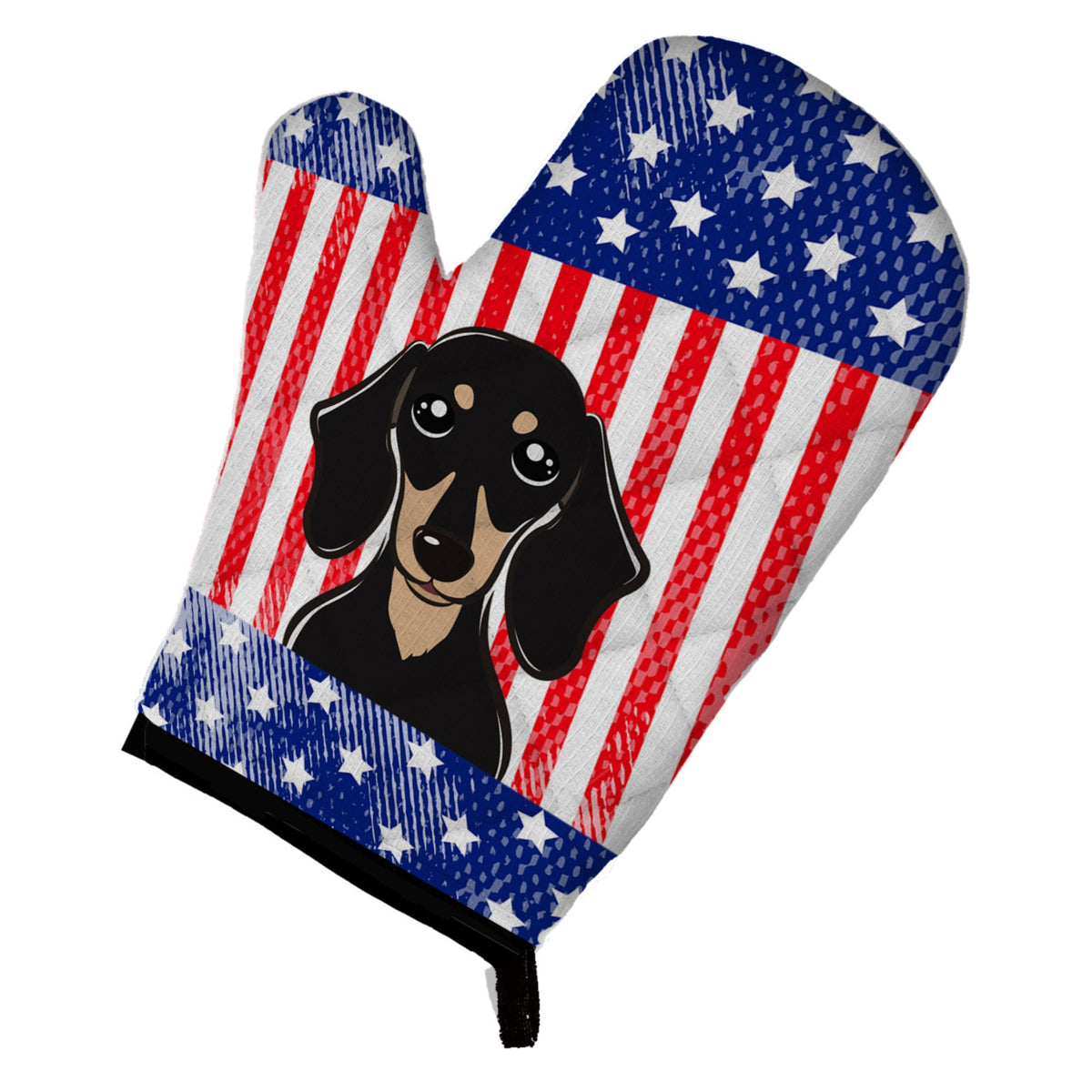 'Caroline'S Treasures Bb2145Ovmt American Flag And Smooth Black And Tan Dachshund Oven Mitt, 12'''' By 8.5'''', Multicolor''