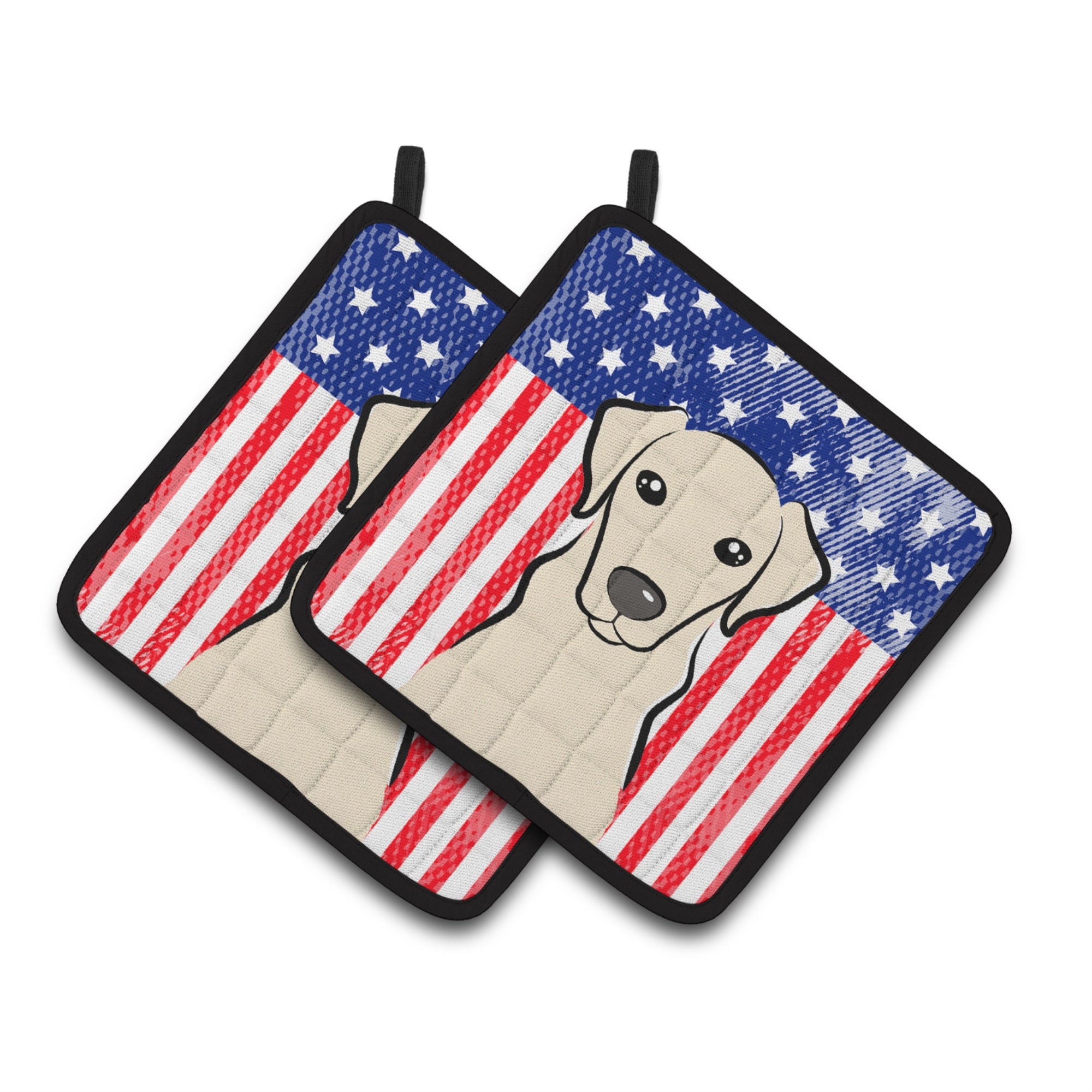 'Caroline'S Treasures American Flag & Yellow Labrador Pair Of Pot Holders Bb2152Pthd, 7.5Hx7.5W, Multicolor''