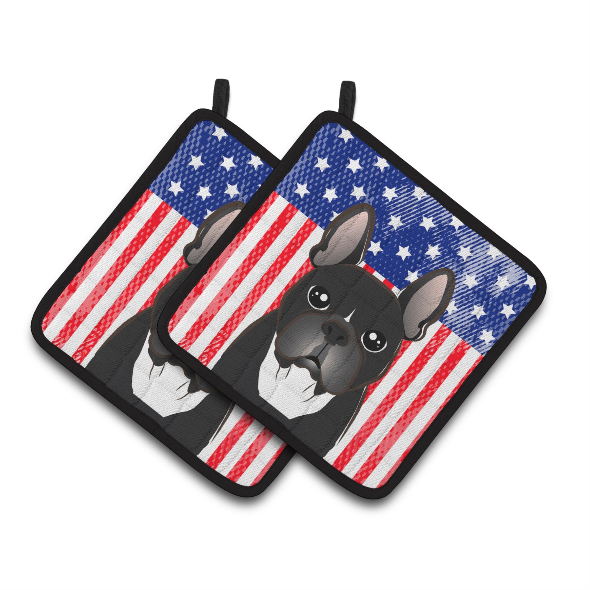 'Caroline'S Treasures American Flag & French Bulldog Pair Of Pot Holders Bb2157Pthd, 7.5Hx7.5W, Multicolor''