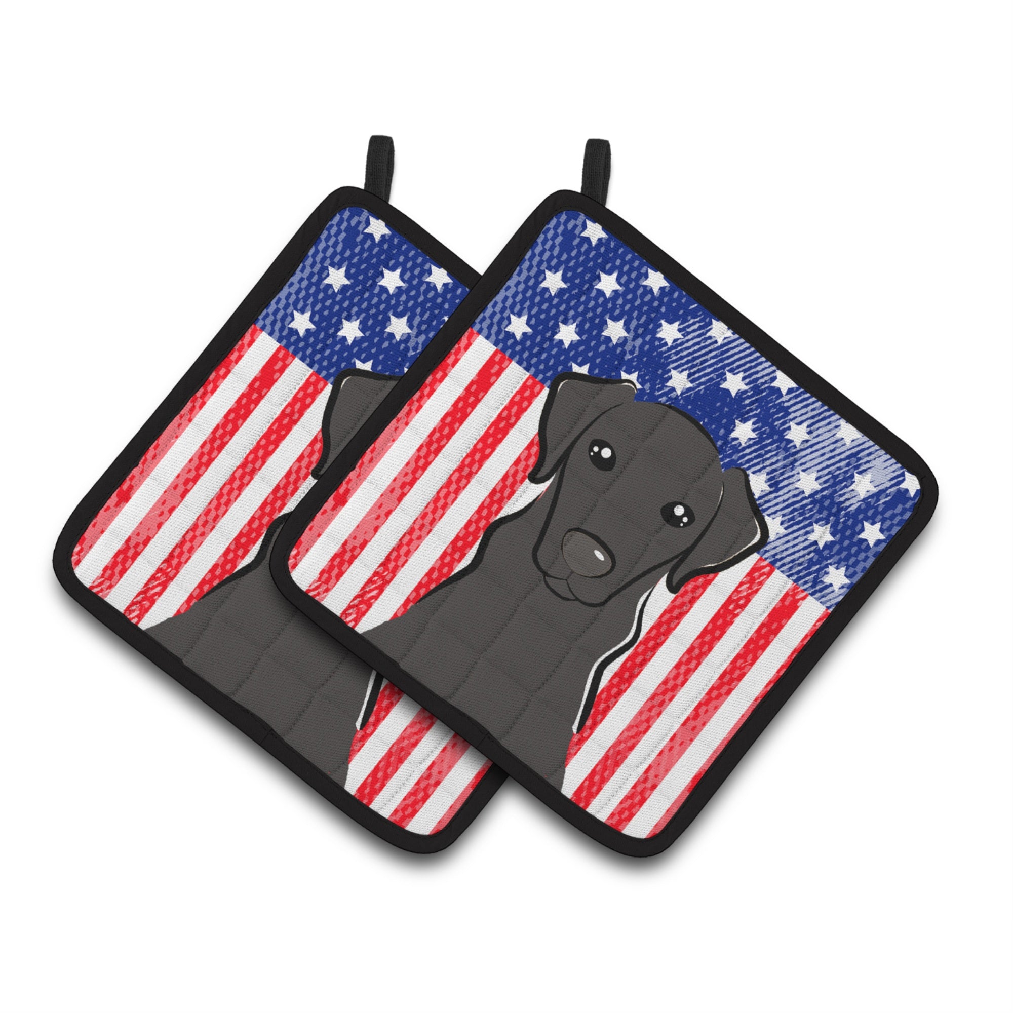 'Caroline'S Treasures American Flag & Black Labrador Pair Of Pot Holders Bb2165Pthd, 7.5Hx7.5W, Multicolor''