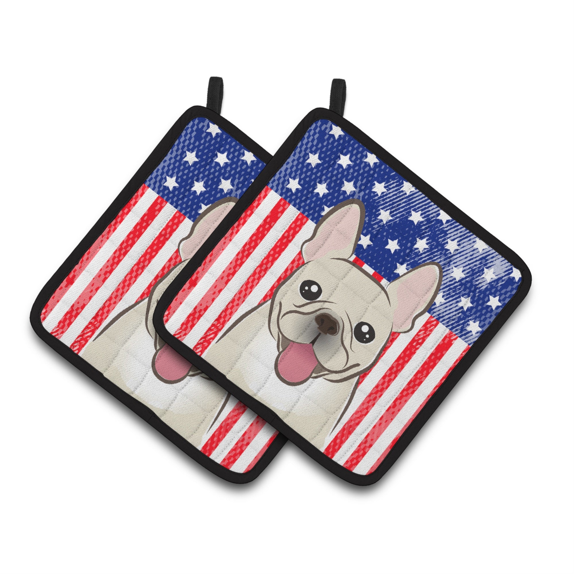 'Caroline'S Treasures American Flag & French Bulldog Pair Of Pot Holders Bb2168Pthd, 7.5Hx7.5W, Multicolor''
