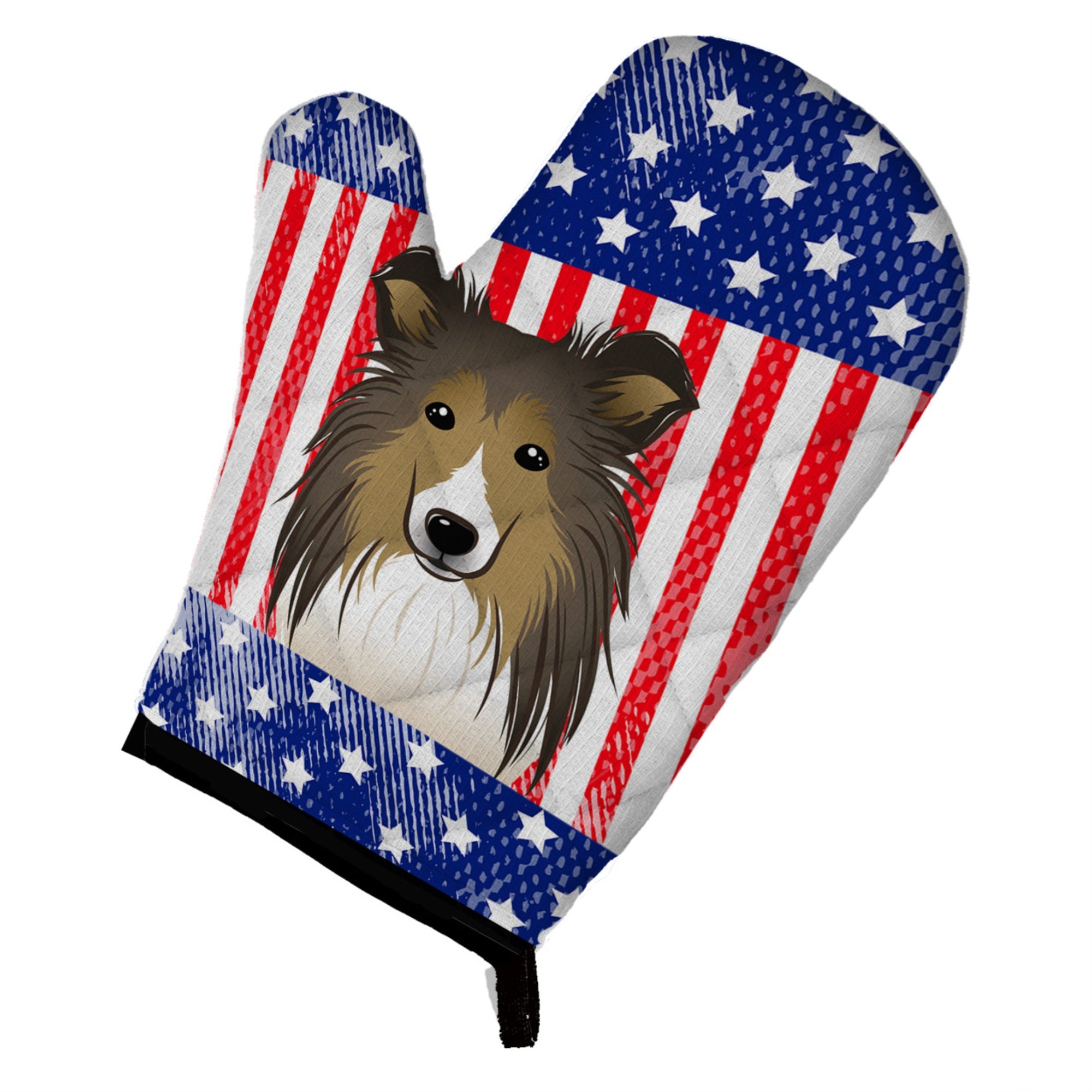 'Caroline'S Treasures Bb2172Ovmt American Flag And Sheltie Oven Mitt, 12'''' By 8.5'''', Multicolor''