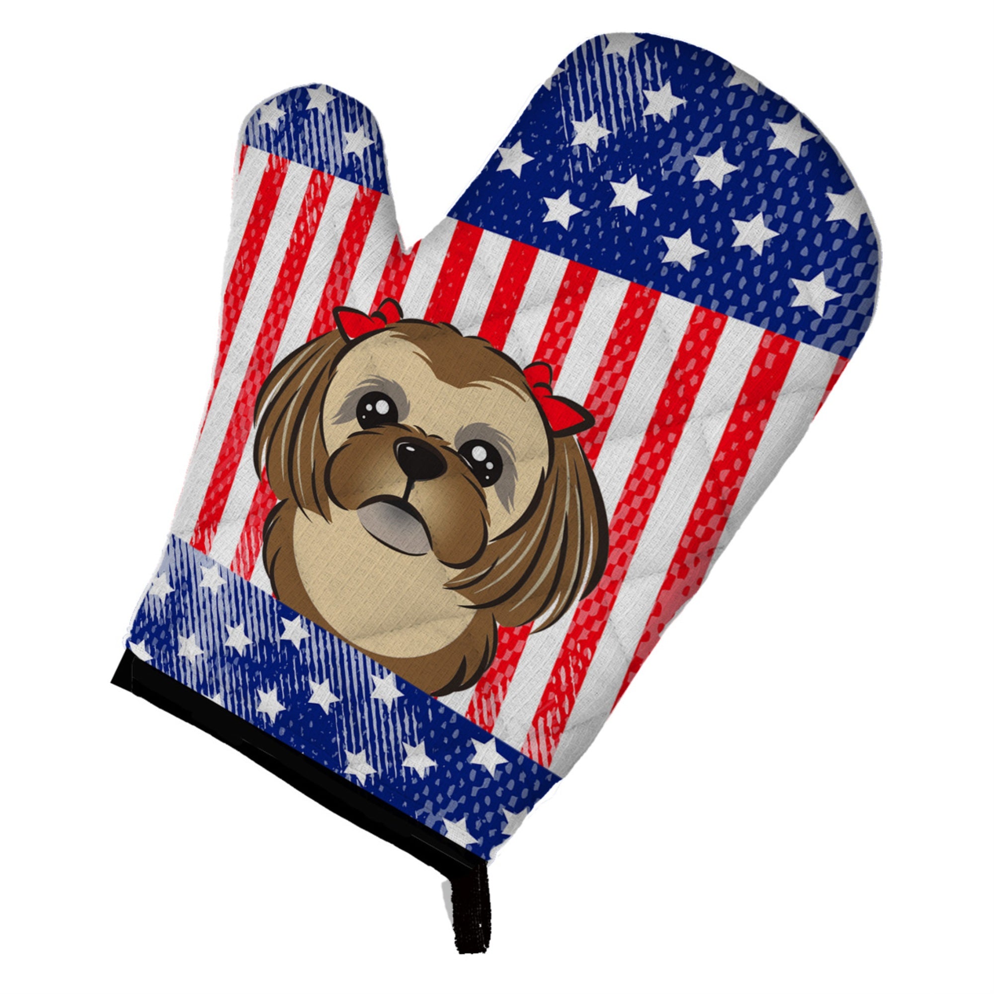 'Caroline'S Treasures Bb2179Ovmt American Flag And Chocolate Brown Shih Tzu Oven Mitt, 12'''' By 8.5'''', Multicolor''