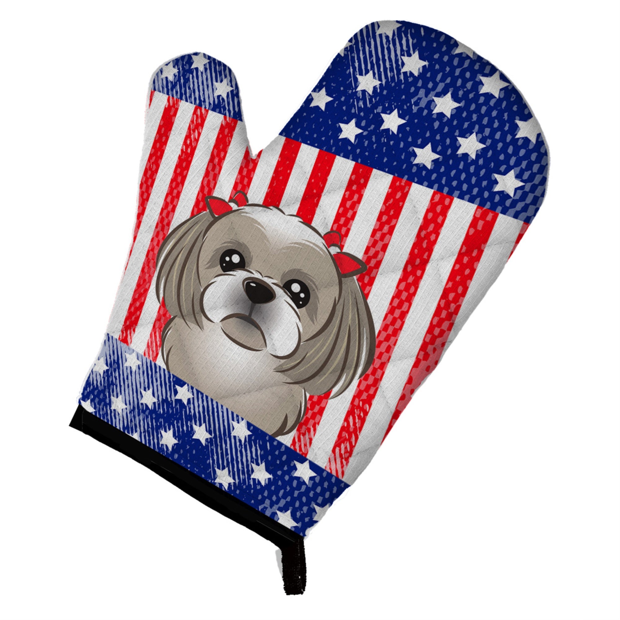 'Caroline'S Treasures Bb2180Ovmt American Flag And Gray Silver Shih Tzu Oven Mitt, 12'''' By 8.5'''', Multicolor''