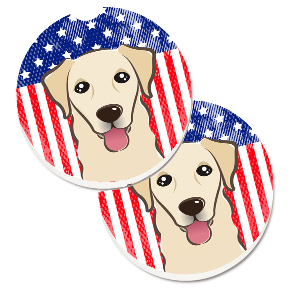 'Caroline'S Treasures American Flag & Golden Retriever Set Of 2 Cup Holder Car Coasters Bb2182Carc, 2.56, Multicolor''