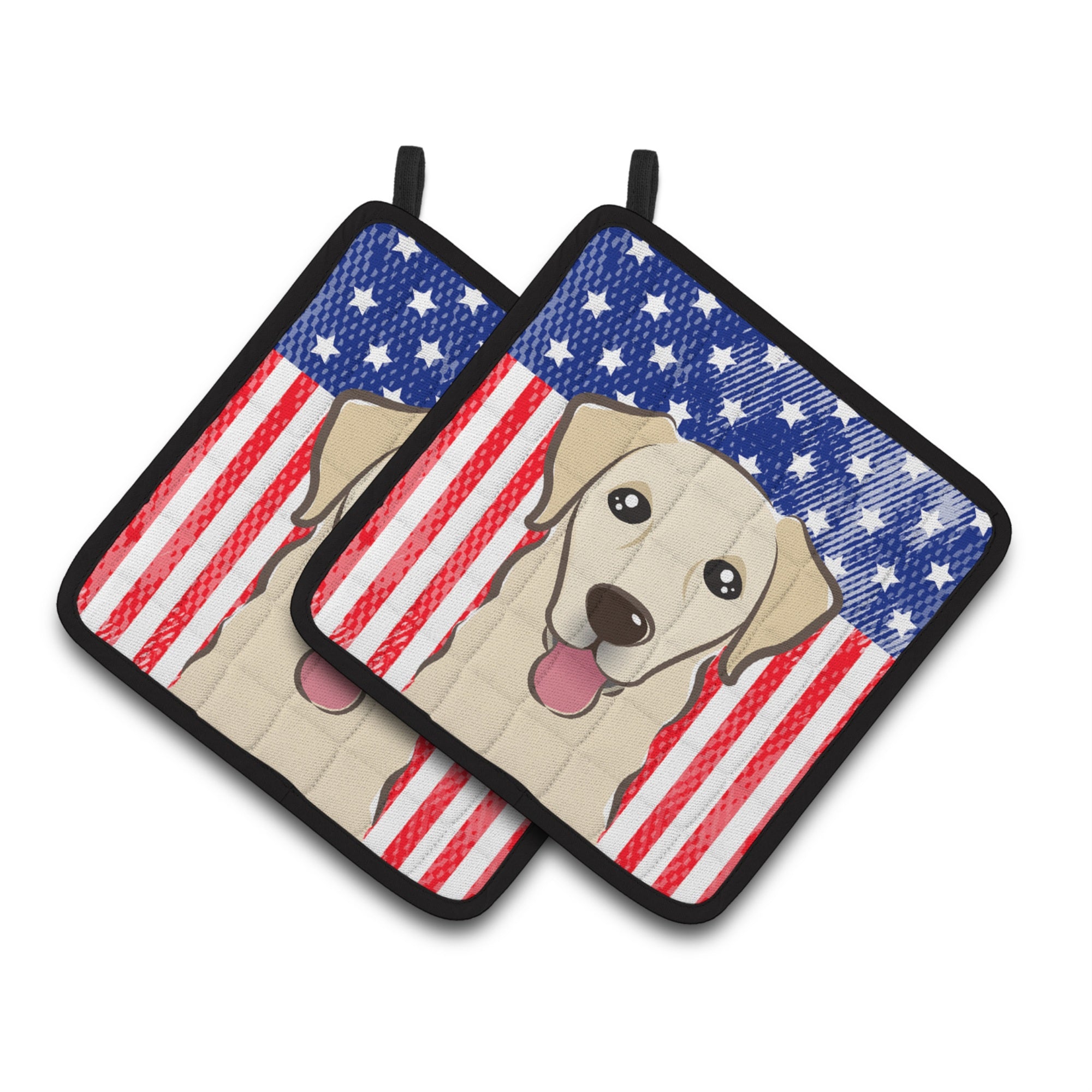 'Caroline'S Treasures American Flag & Golden Retriever Pair Of Pot Holders Bb2182Pthd, 7.5Hx7.5W, Multicolor''