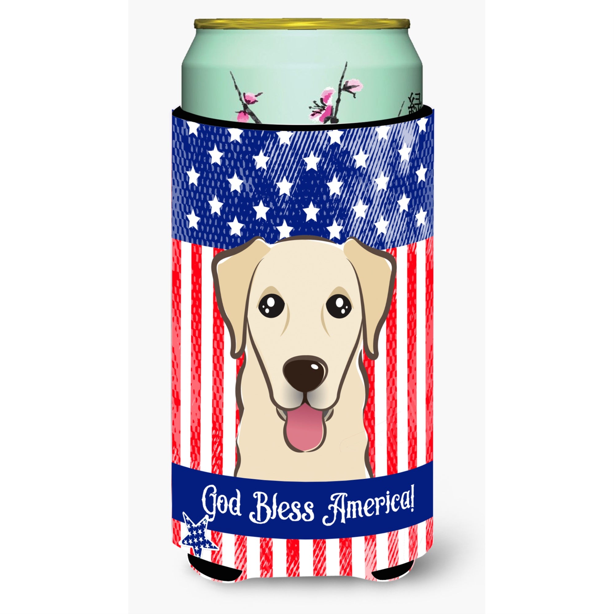 'Caroline'S Treasures Bb2182Tbc ''''God Bless American Flag With Golden Retriever'''' Tall Boy Hugger Koozie, Multicolor''