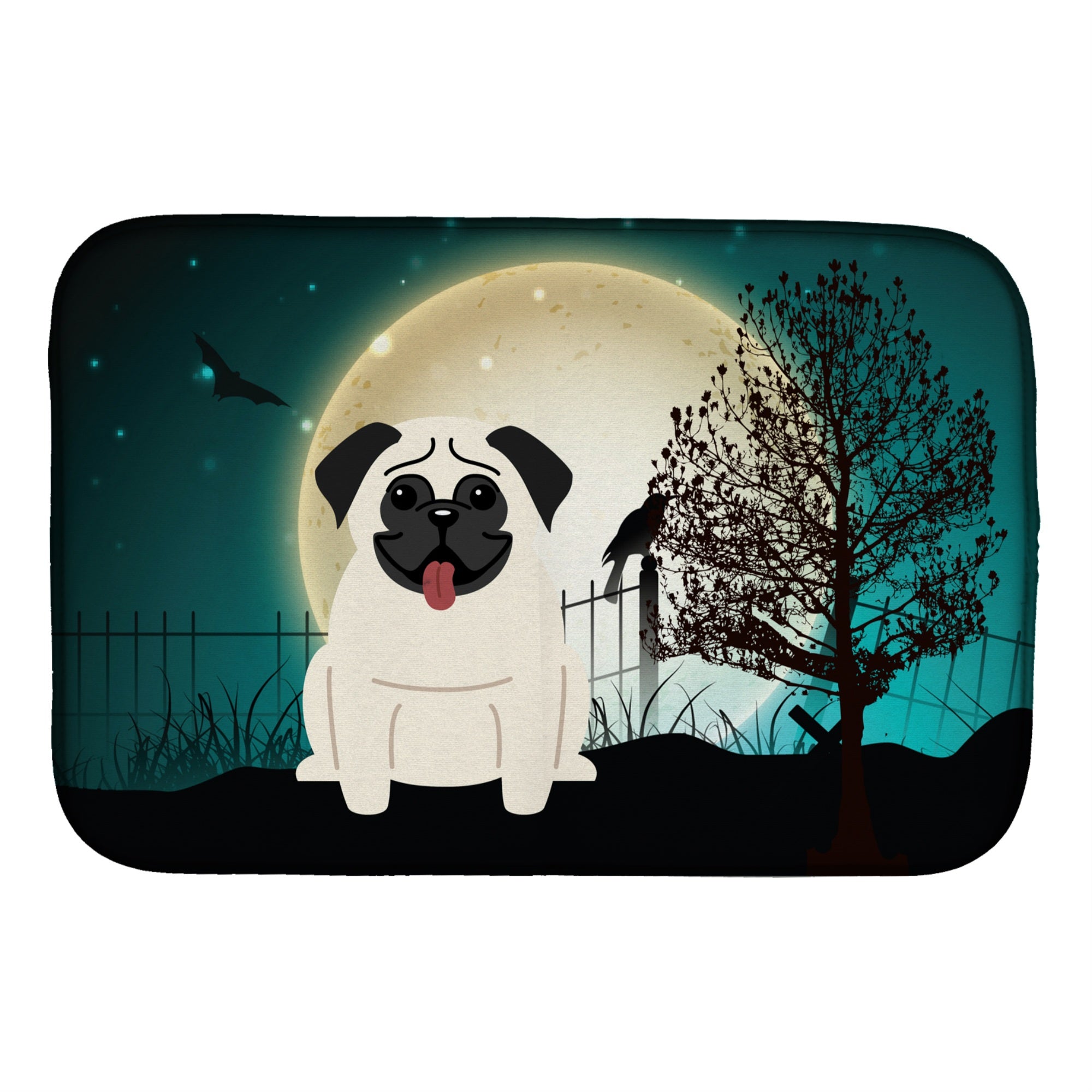 'Caroline'S Treasures Halloween Scary Pug Cream Dish Drying Mat, 14'''' X 21''''''