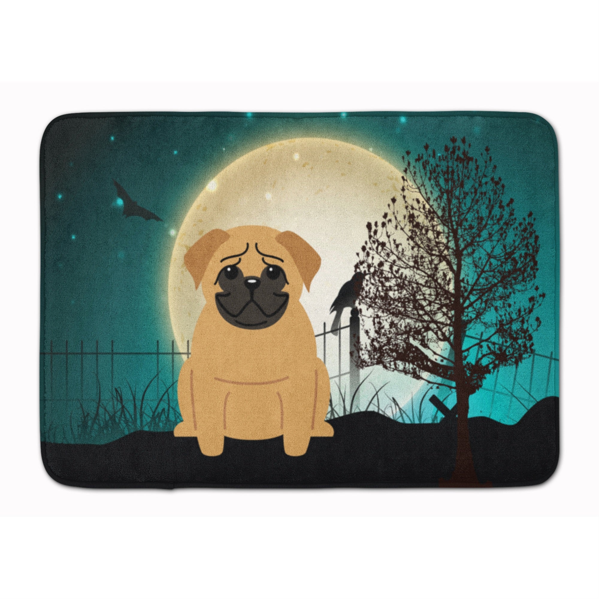Carolines Treasures Halloween Scary Pug Brown Floor Mat, 19 x 27, Multicolor