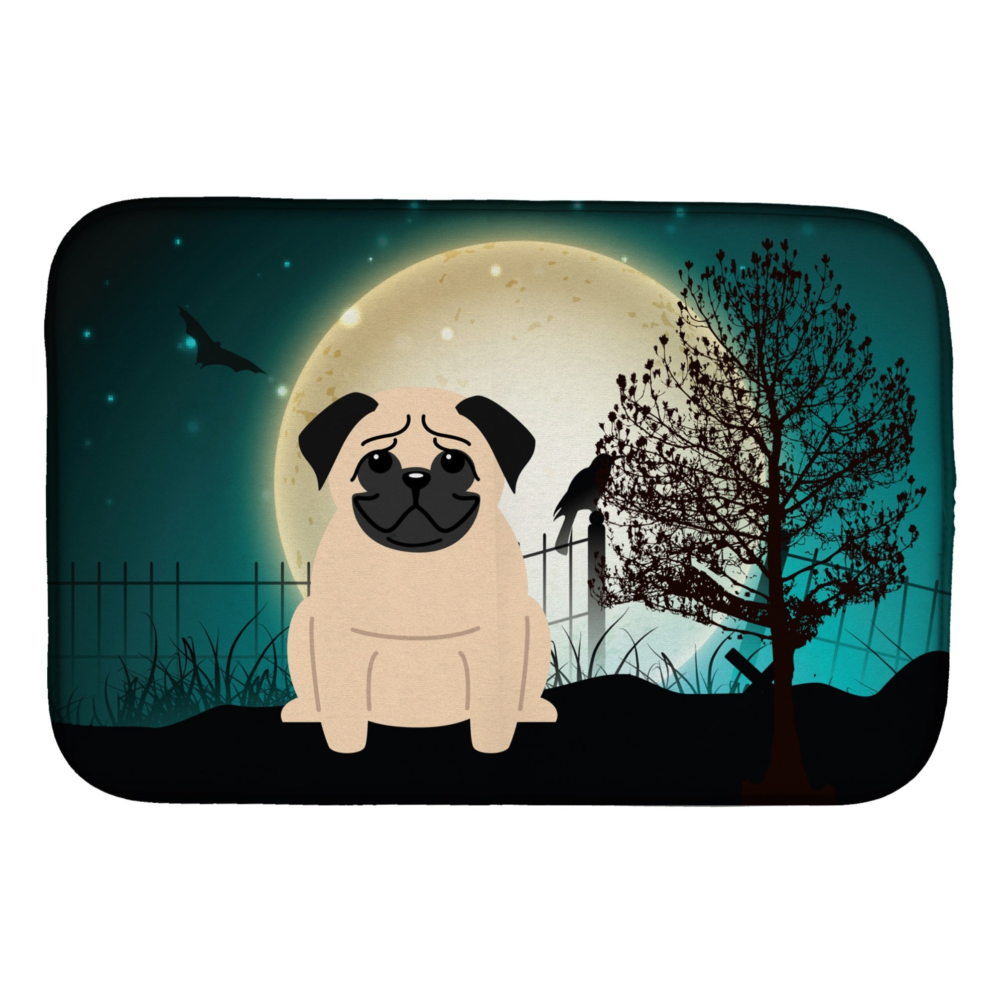 'Caroline'S Treasures Halloween Scary Pug Fawn Dish Drying Mat, 14'''' X 21''''''
