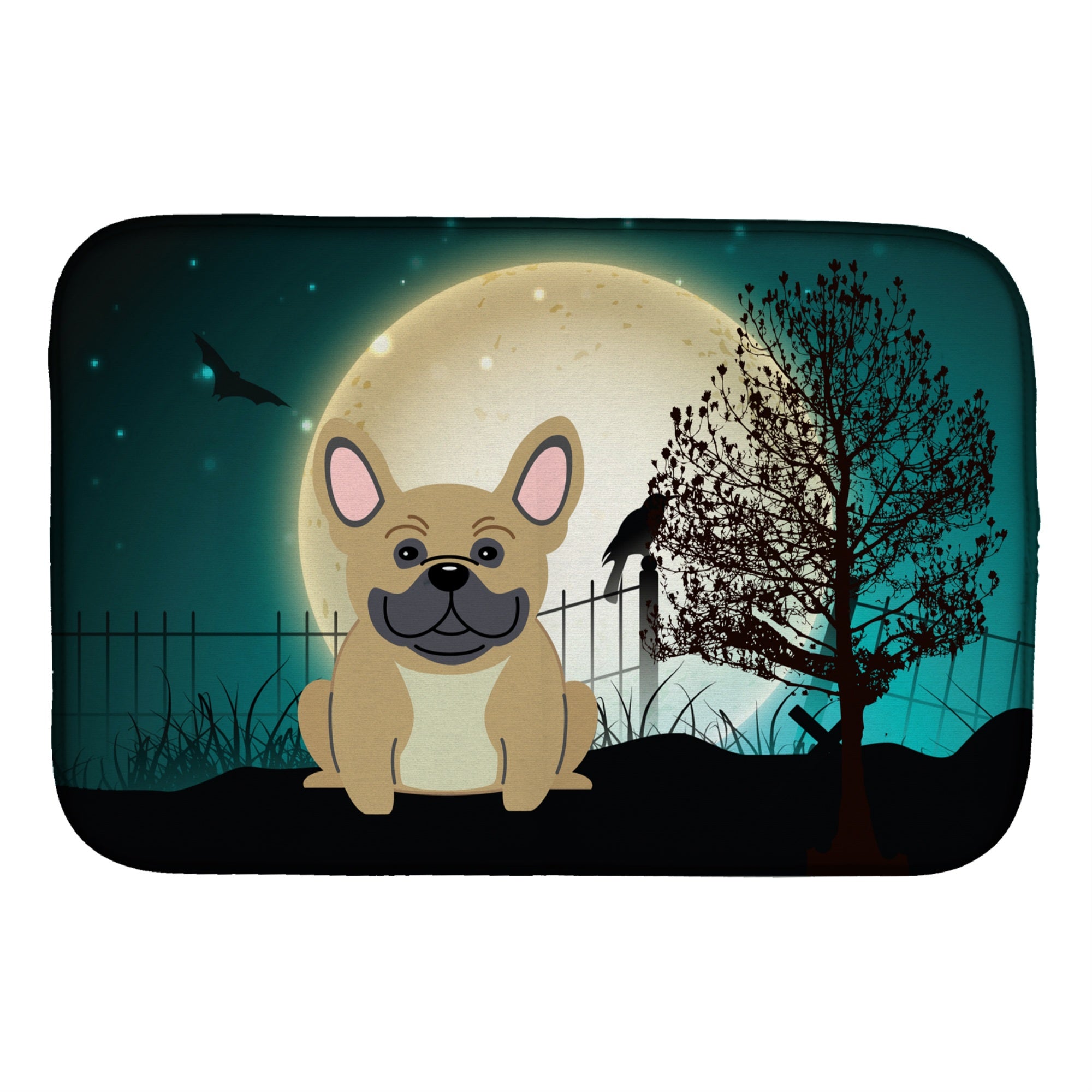 'Caroline'S Treasures Halloween Scary French Bulldog Cream Dish Drying Mat, 14'''' X 21''''''
