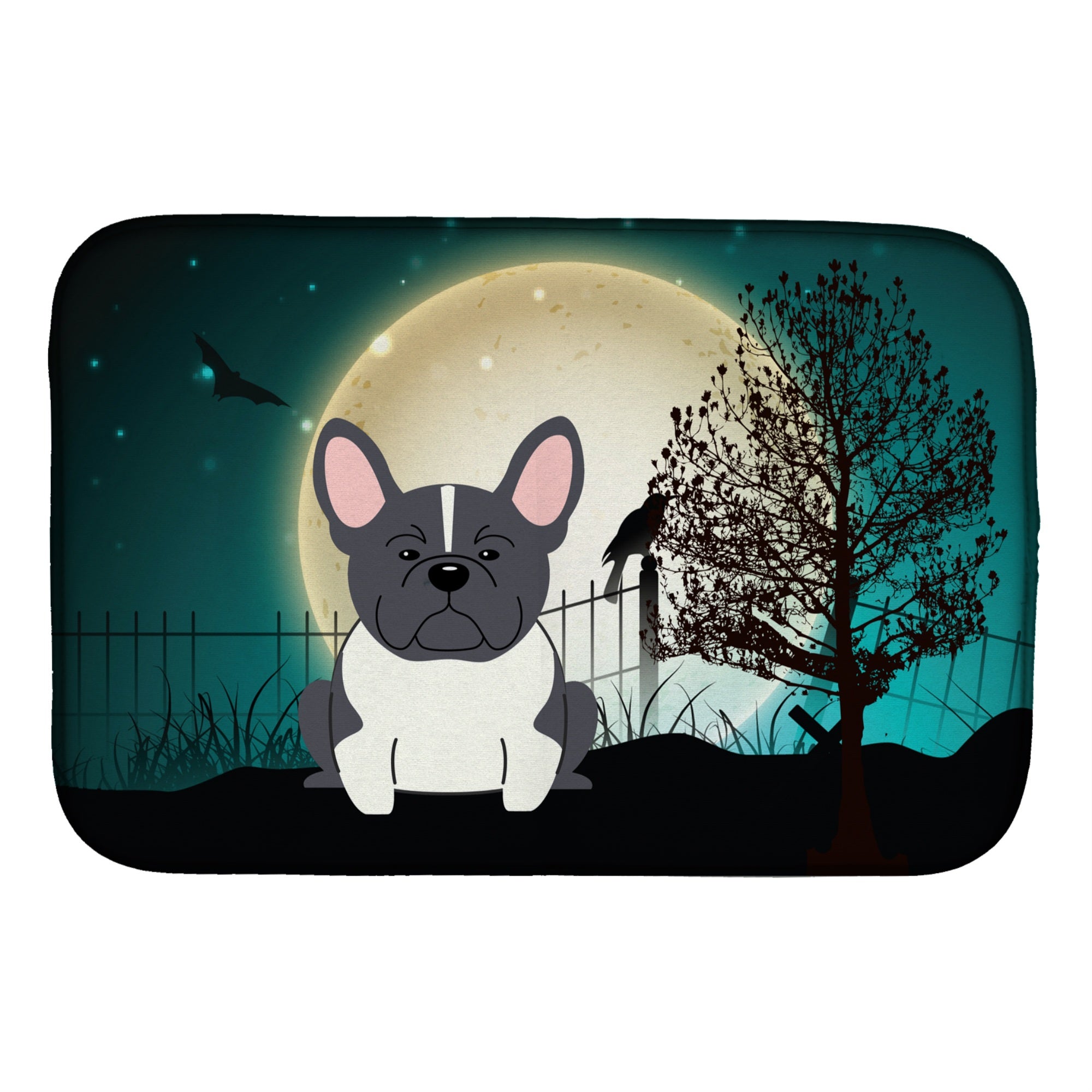 'Caroline'S Treasures Halloween Scary French Bulldog Black White Dish Drying Mat, 14'''' X 21''''''
