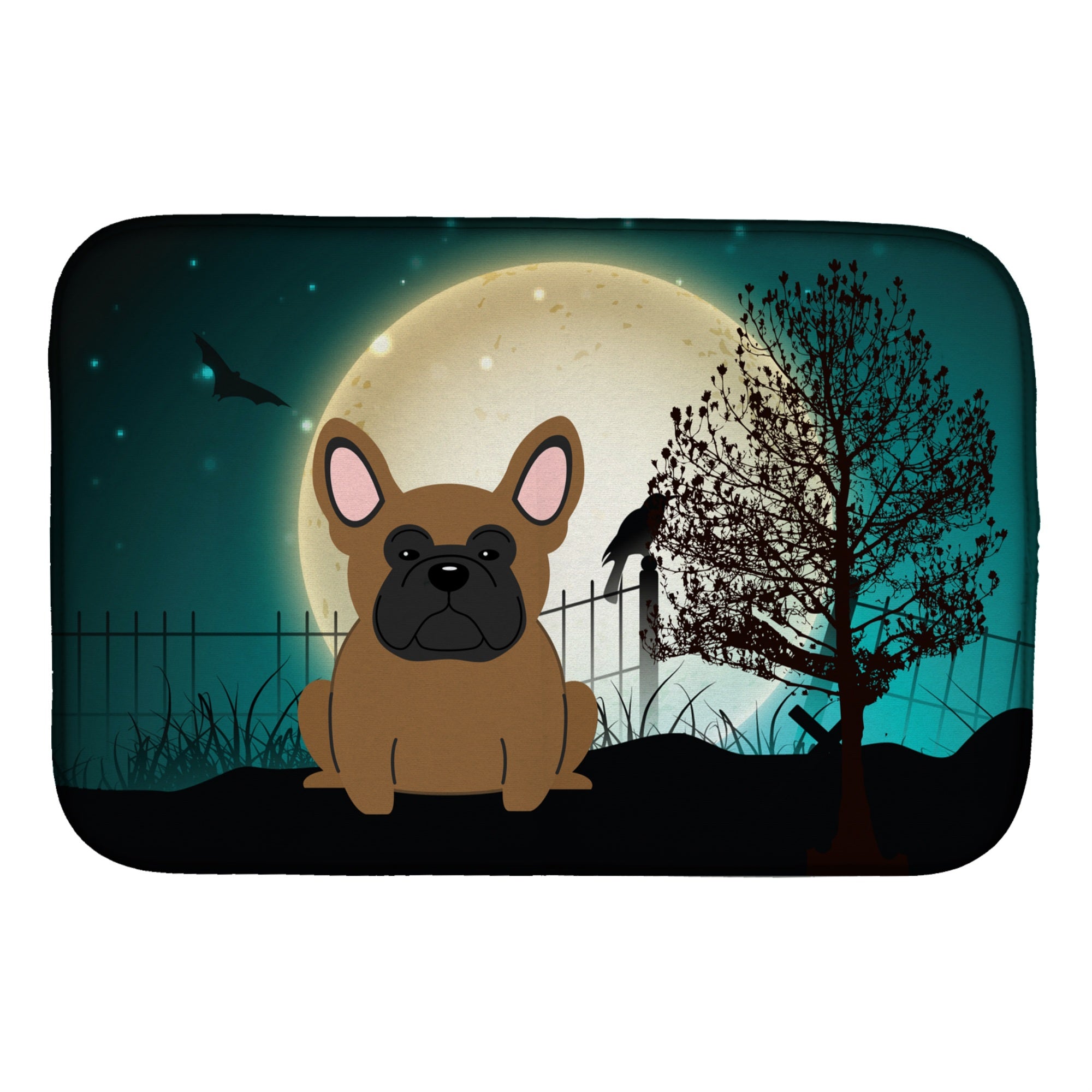 'Caroline'S Treasures Halloween Scary French Bulldog Brown Dish Drying Mat, 14'''' X 21''''''