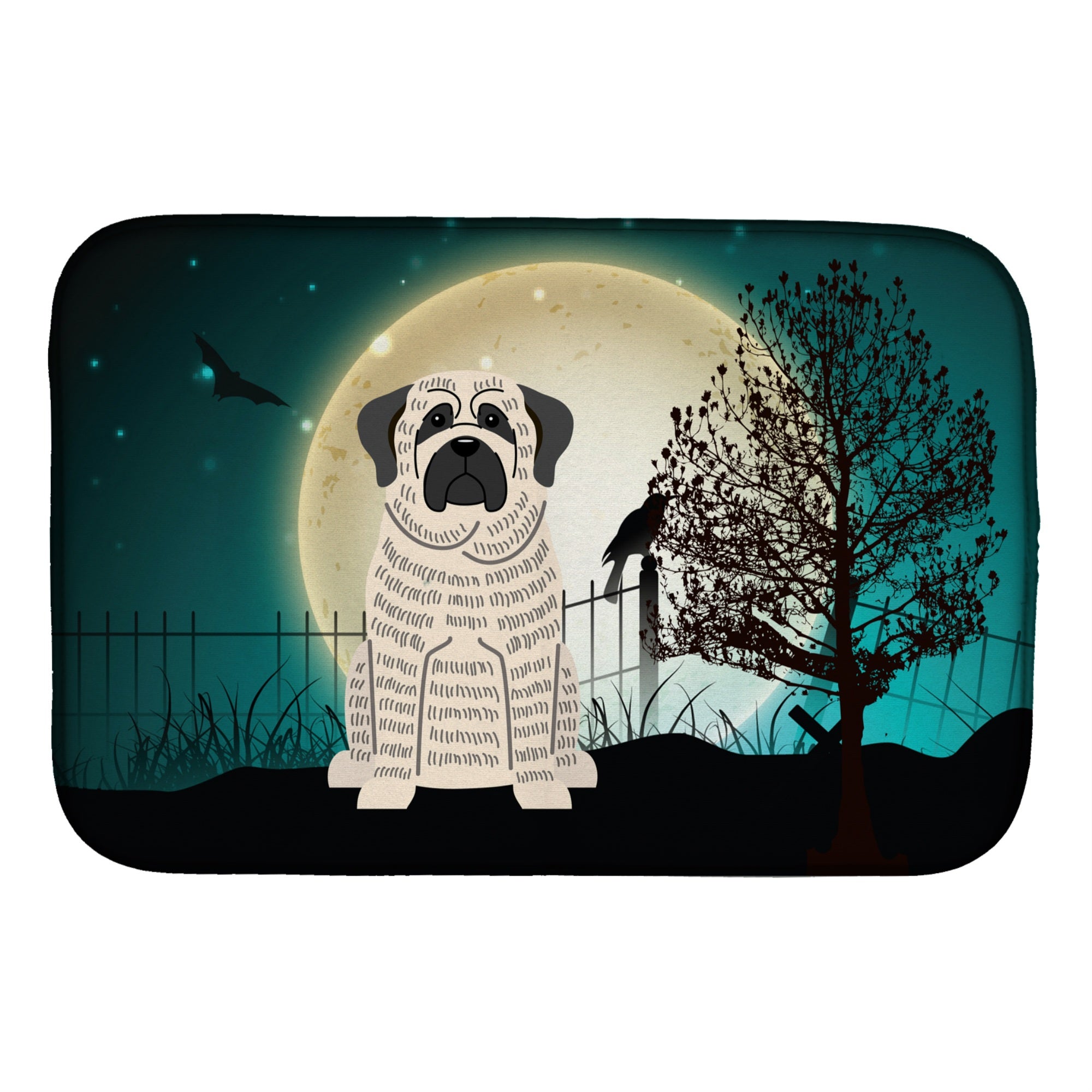 'Caroline'S Treasures Halloween Scary Mastiff Brindle White Dish Drying Mat, 14 X 21''