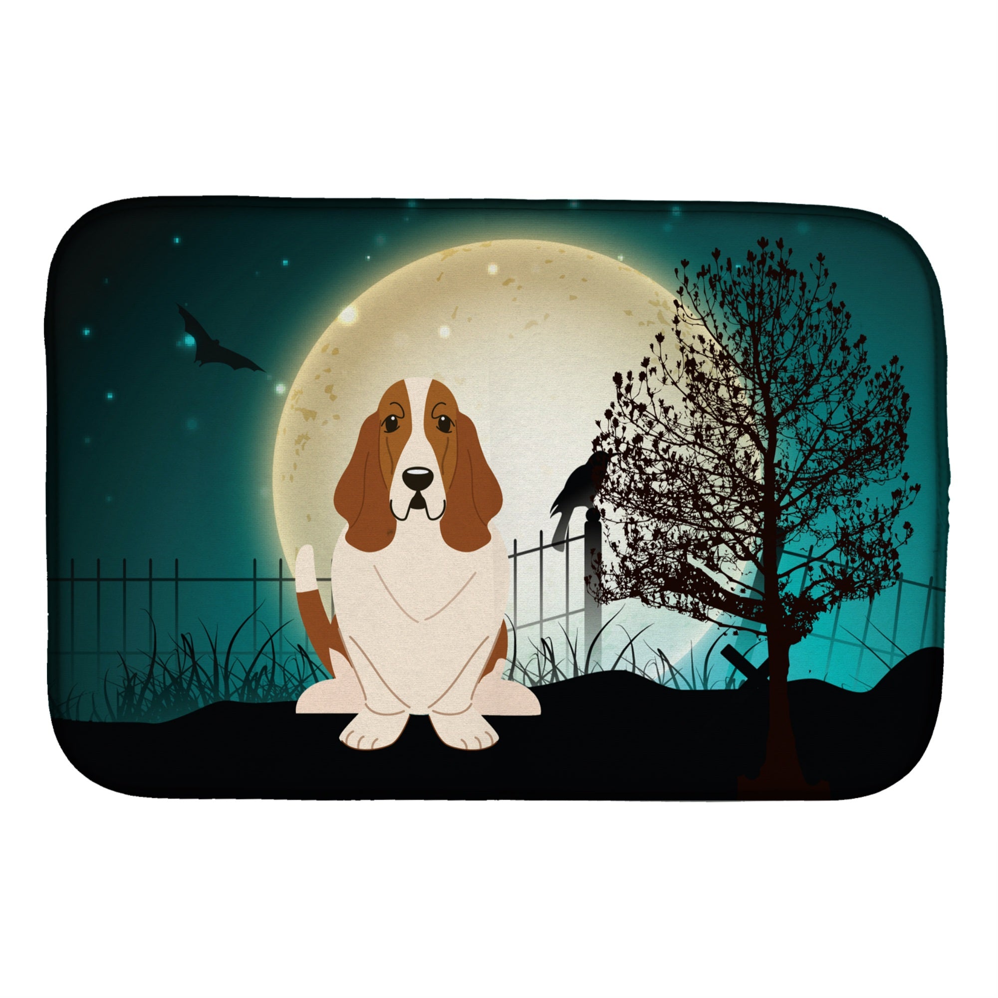 'Caroline'S Treasures Halloween Scary Basset Hound Dish Drying Mat, 14'''' X 21''''''