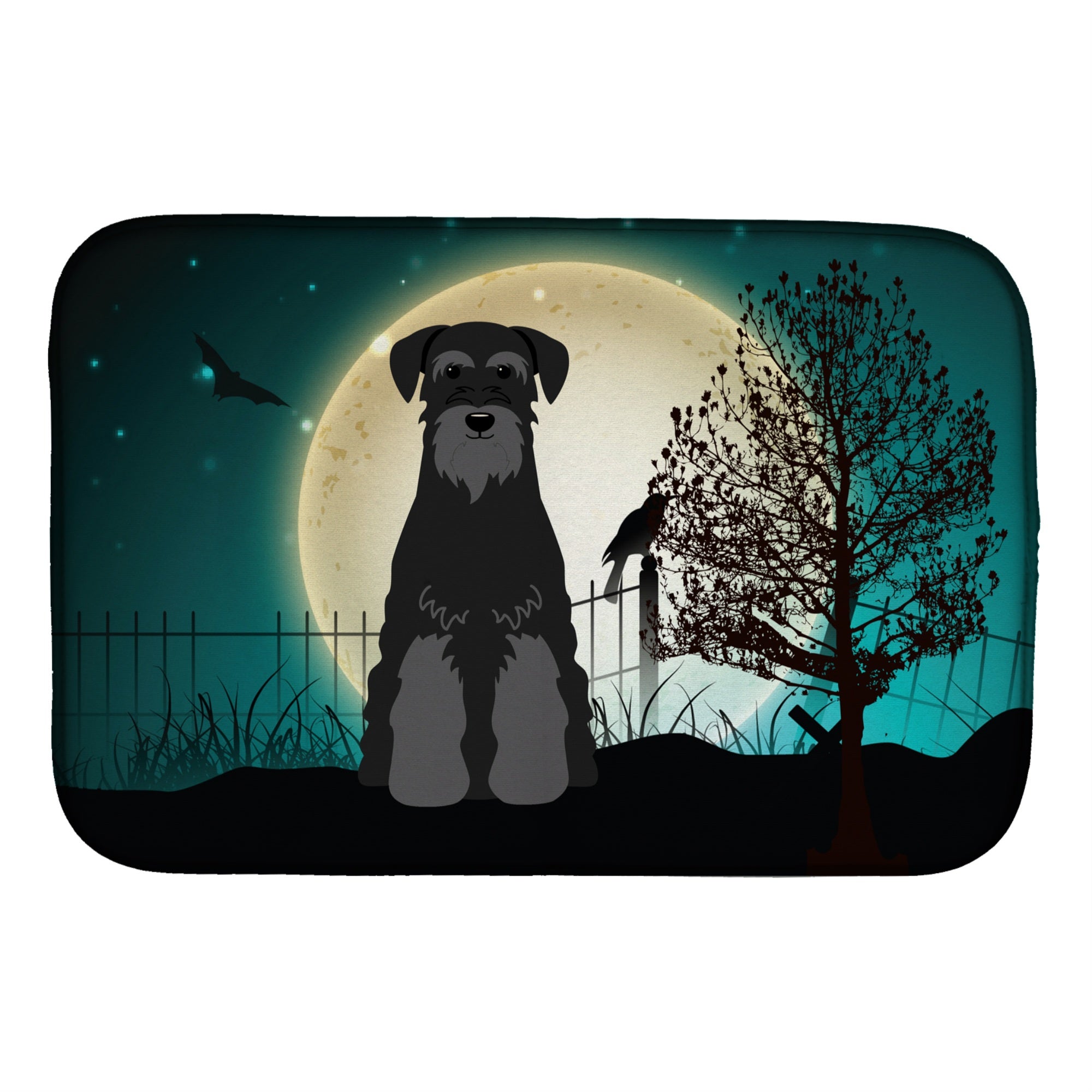 'Caroline'S Treasures Halloween Scary Standard Schnauzer Black Dish Drying Mat, 14 X 21''