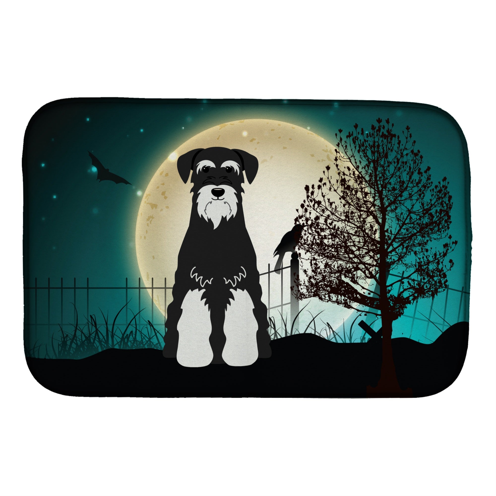 'Caroline'S Treasures Halloween Scary Standard Schnauzer Salt And Pepper Dish Drying Mat, 14 X 21''