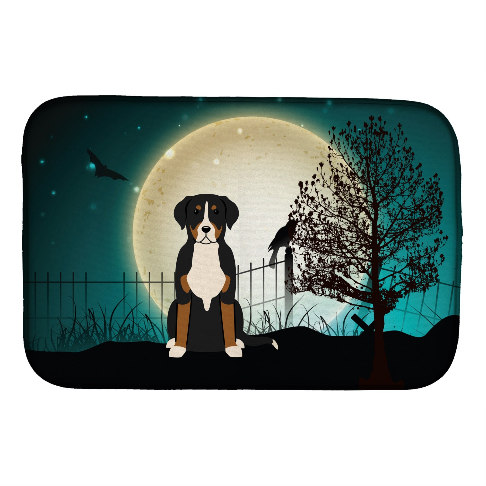 'Caroline'S Treasures Halloween Scary Greater Swiss Mountain Dog Dish Drying Mat, 14'''' X 21''''''