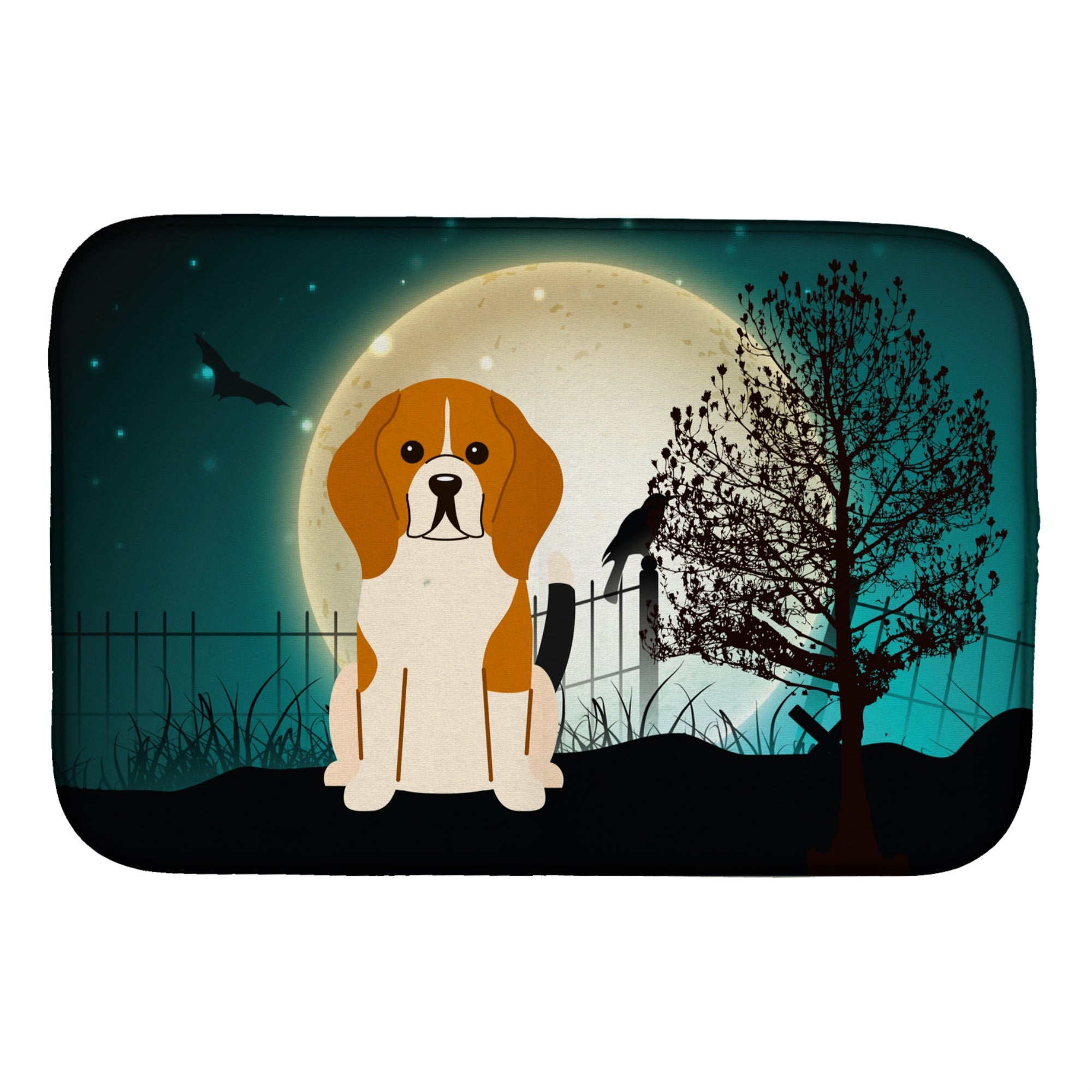 'Caroline'S Treasures Halloween Scary Beagle Tricolor Dish Drying Mat, 14 X 21''