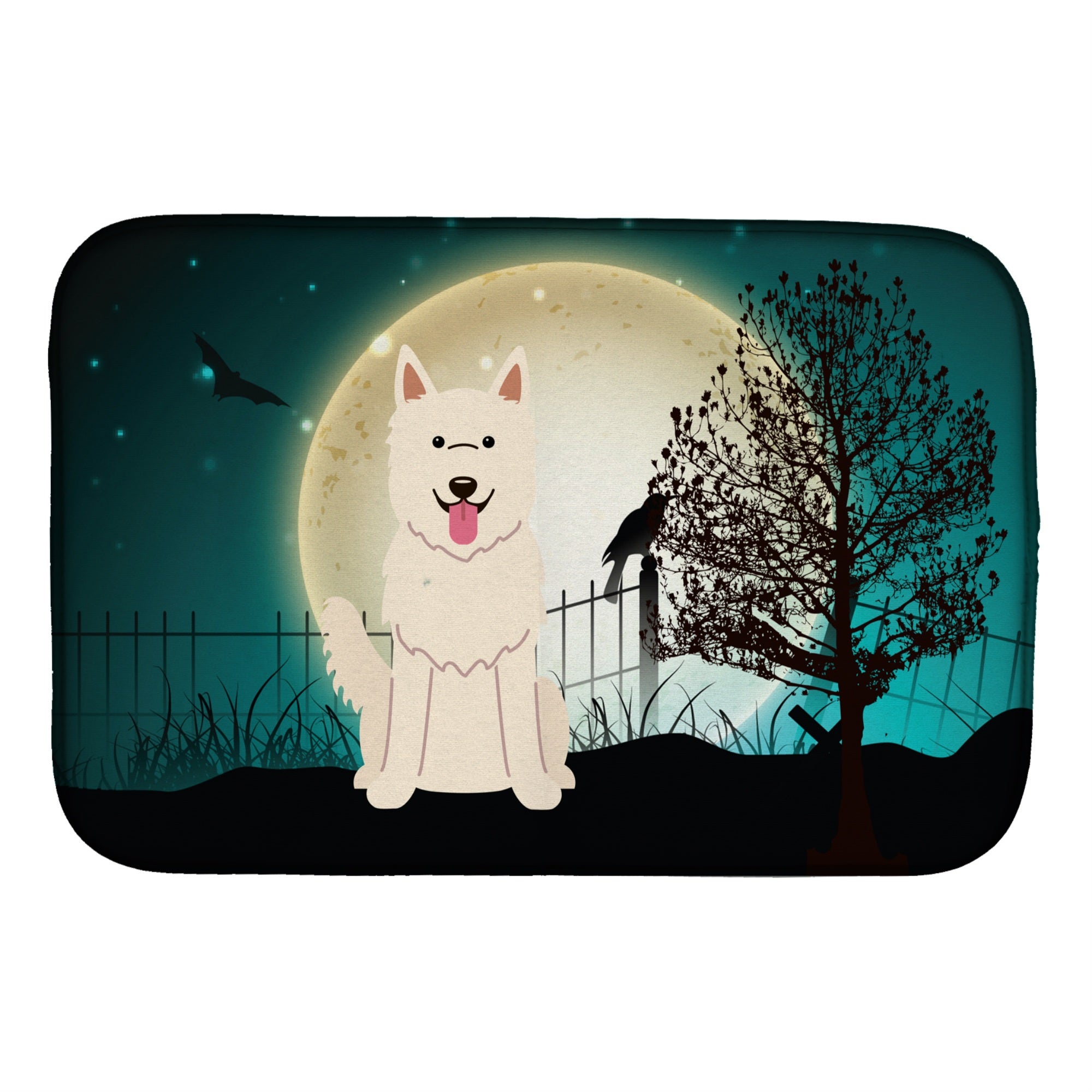 'Caroline'S Treasures Halloween Scary White German Shepherd Dish Drying Mat, 14 X 21''