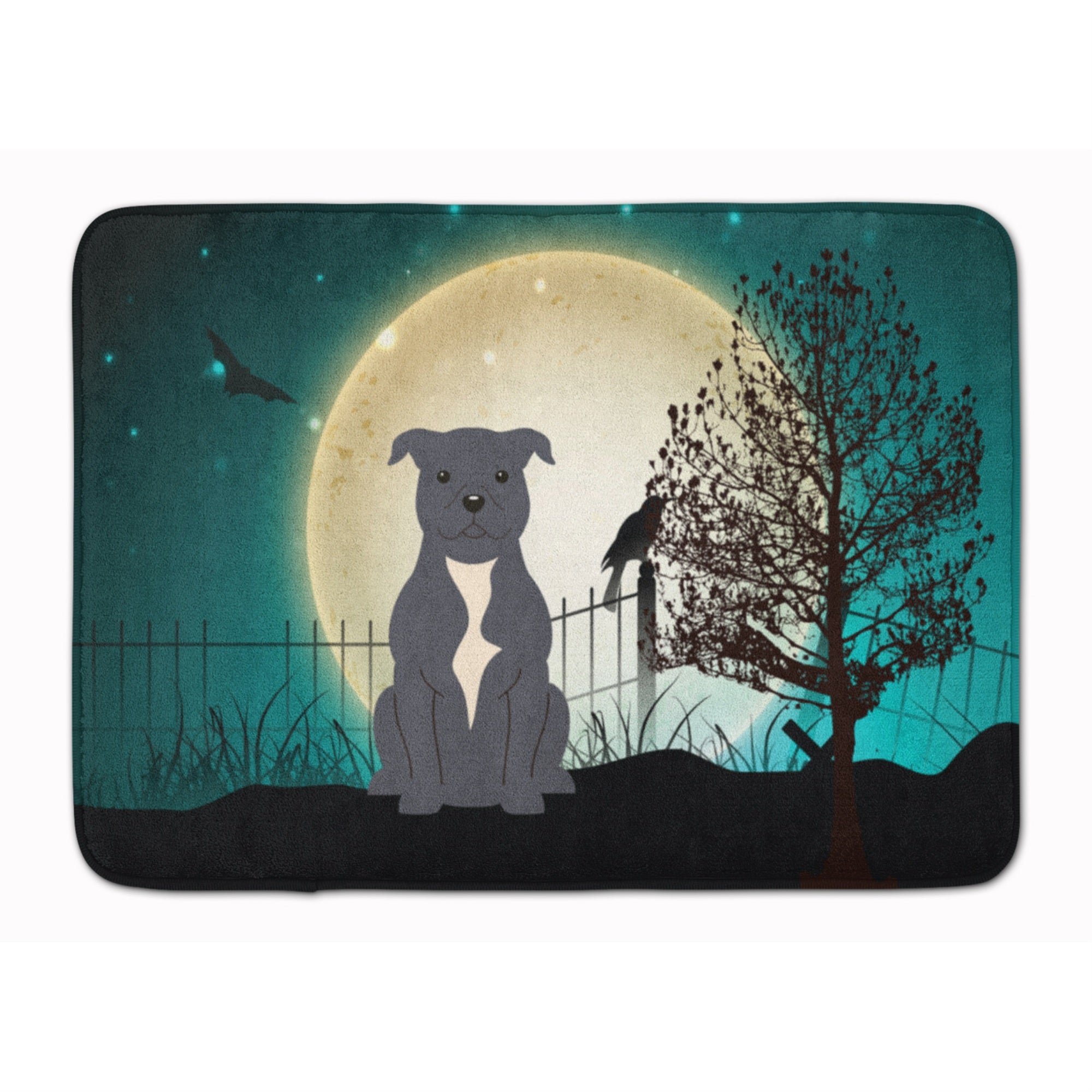 'Caroline'S Treasures Halloween Scary Bull Terrier Blue Floor Mat, 19'''' X 27'''', Multicolor''