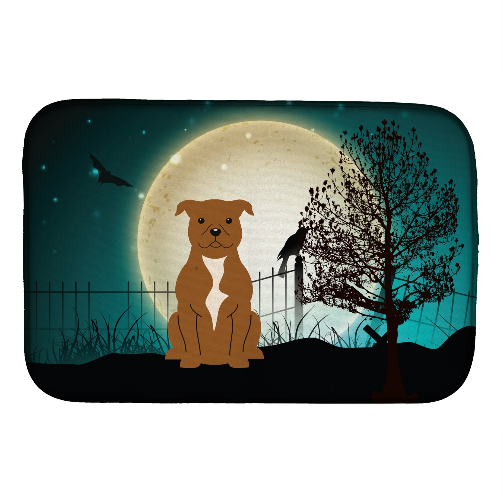 'Caroline'S Treasures Halloween Scary Staffordshire Bull Terrier Dish Drying Mat, 14'''' X 21''''''