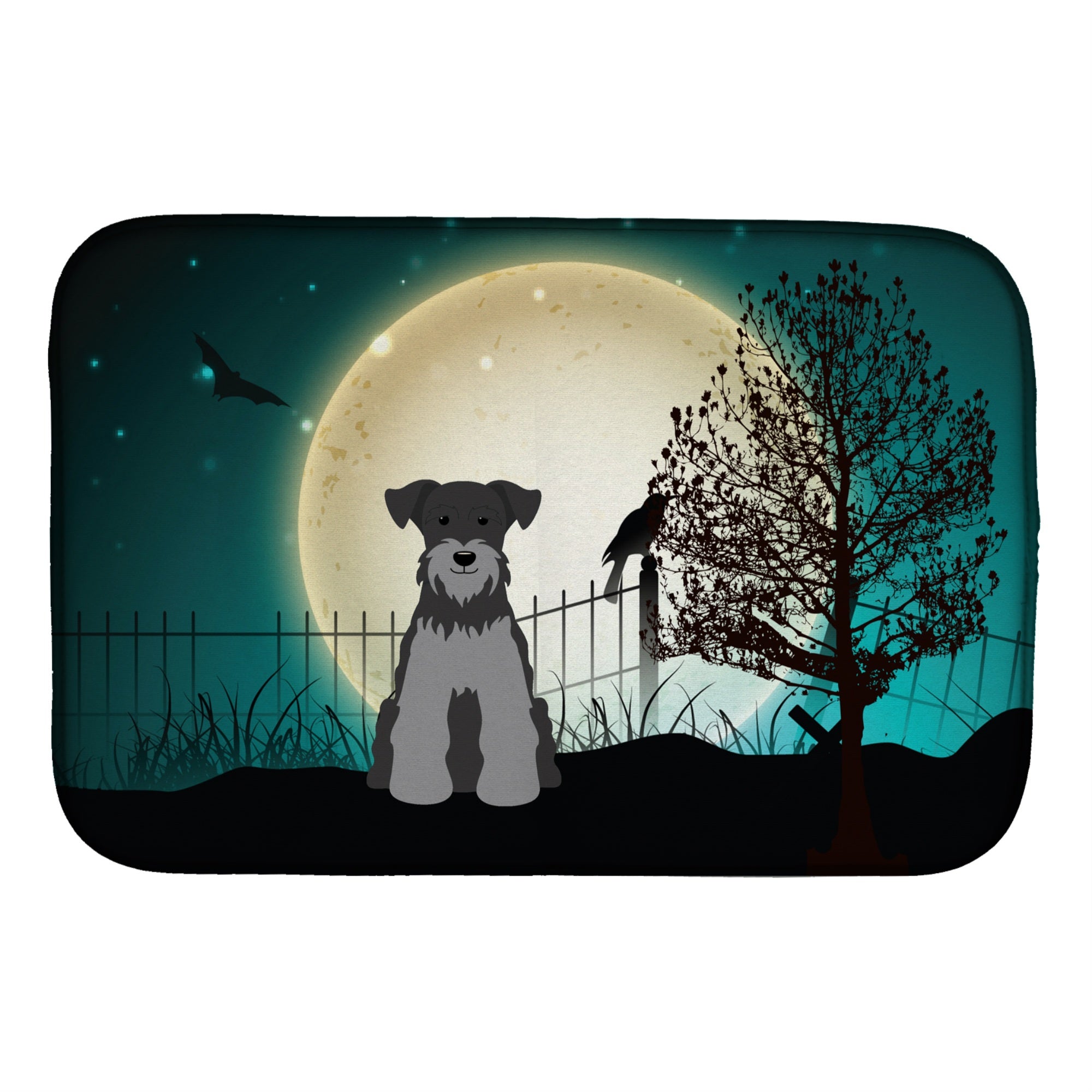'Caroline'S Treasures Halloween Scary Miniature Schnauzer Black Silver Dish Drying Mat, 14'''' X 21''''''