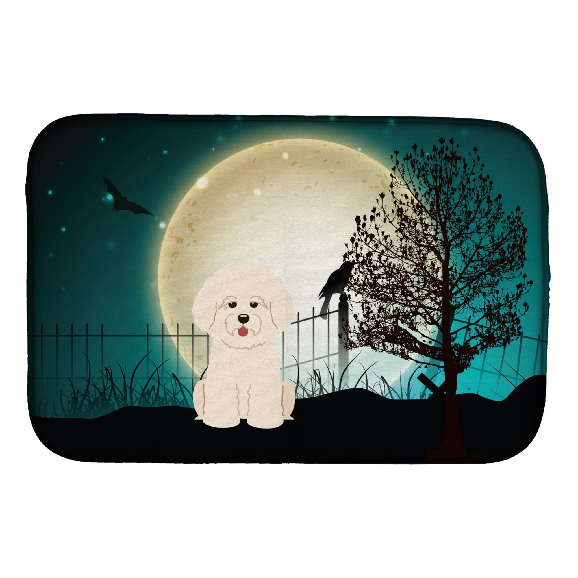 'Caroline'S Treasures Halloween Scary Bichon Frise Dish Drying Mat, 14'''' X 21''''''