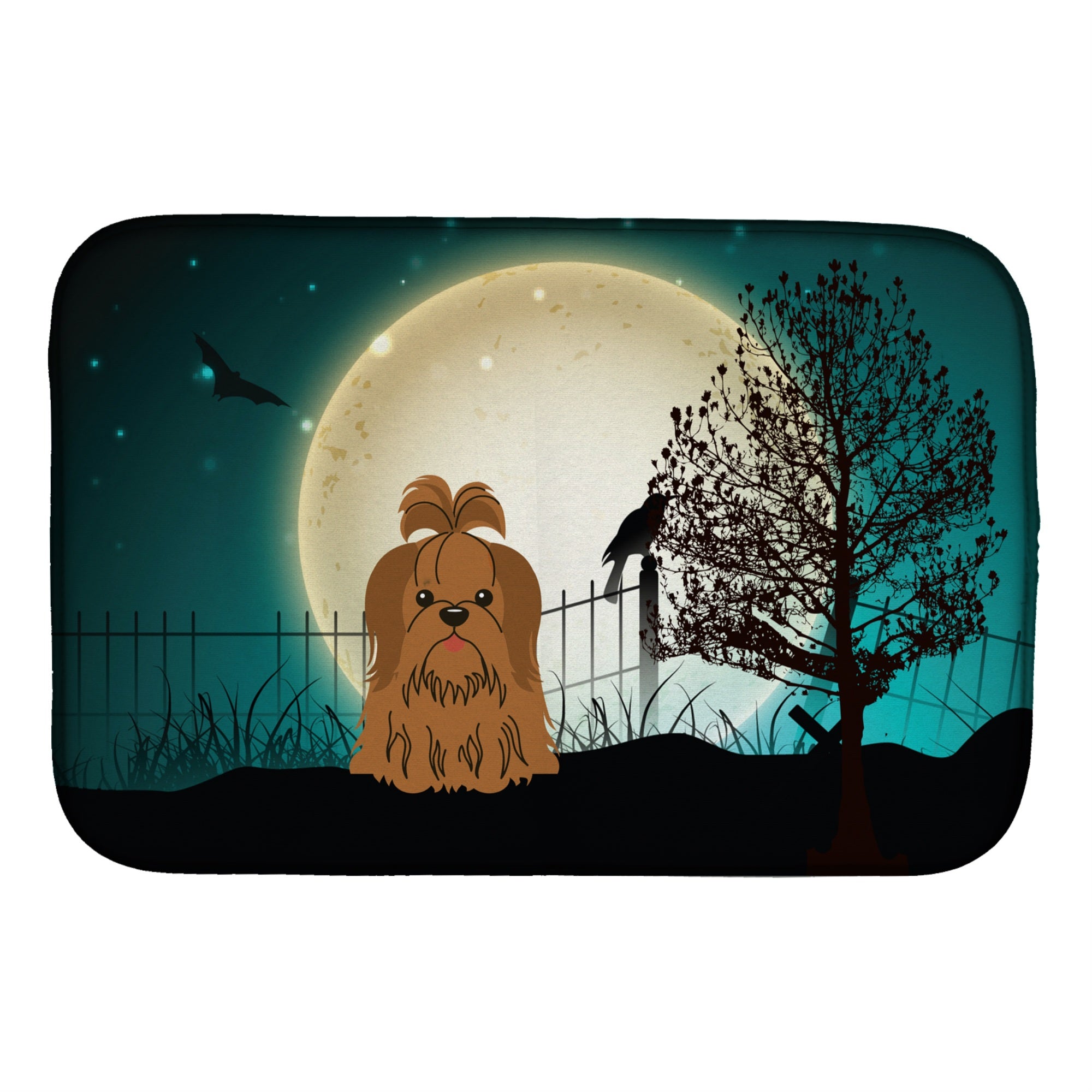 'Caroline'S Treasures Halloween Scary Shih Tzu Chocolate Dish Drying Mat, 14'''' X 21''''''
