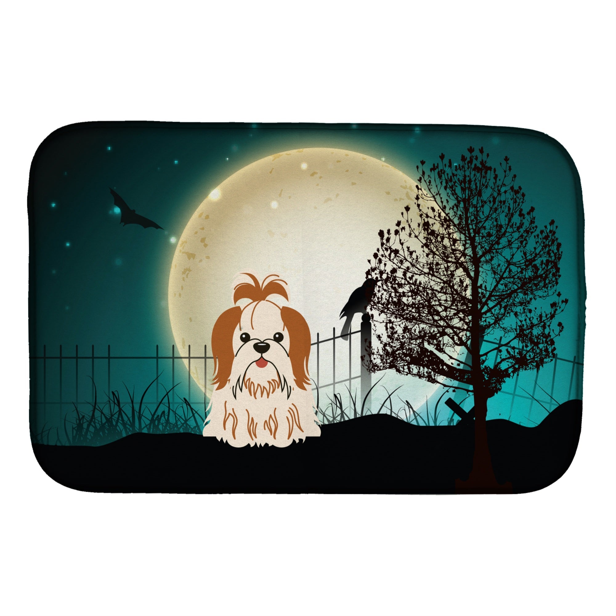 'Caroline'S Treasures Halloween Scary Shih Tzu Red White Dish Drying Mat, 14'''' X 21''''''