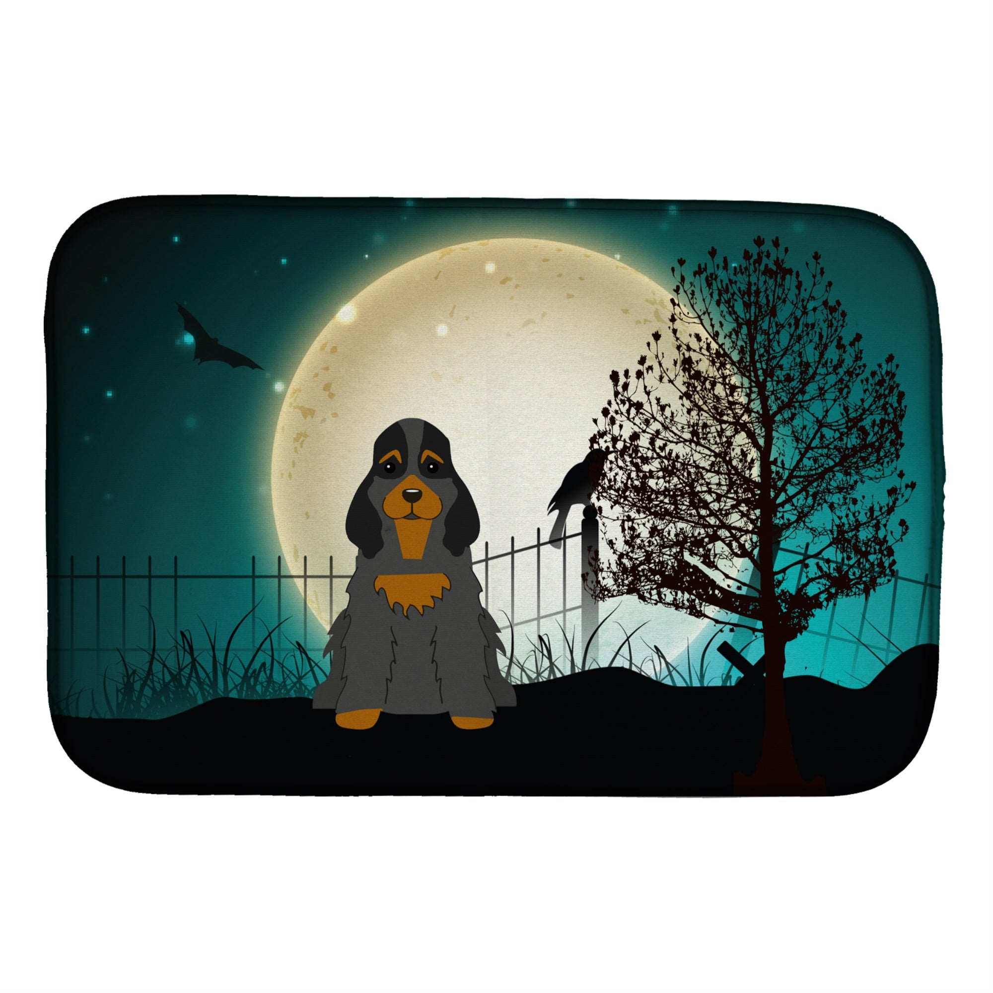 'Caroline'S Treasures Halloween Scary Cocker Spaniel Black Tan Dish Drying Mat, 14'''' X 21''''''