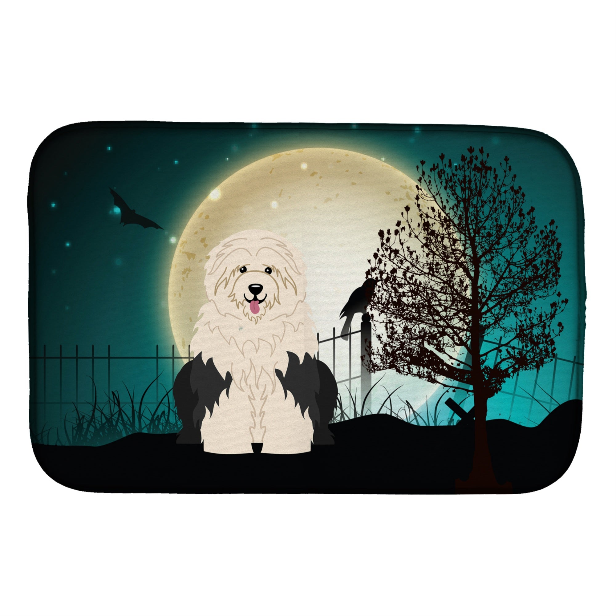 'Caroline'S Treasures Halloween Scary Old English Sheepdog Dish Drying Mat, 14'''' X 21''''''