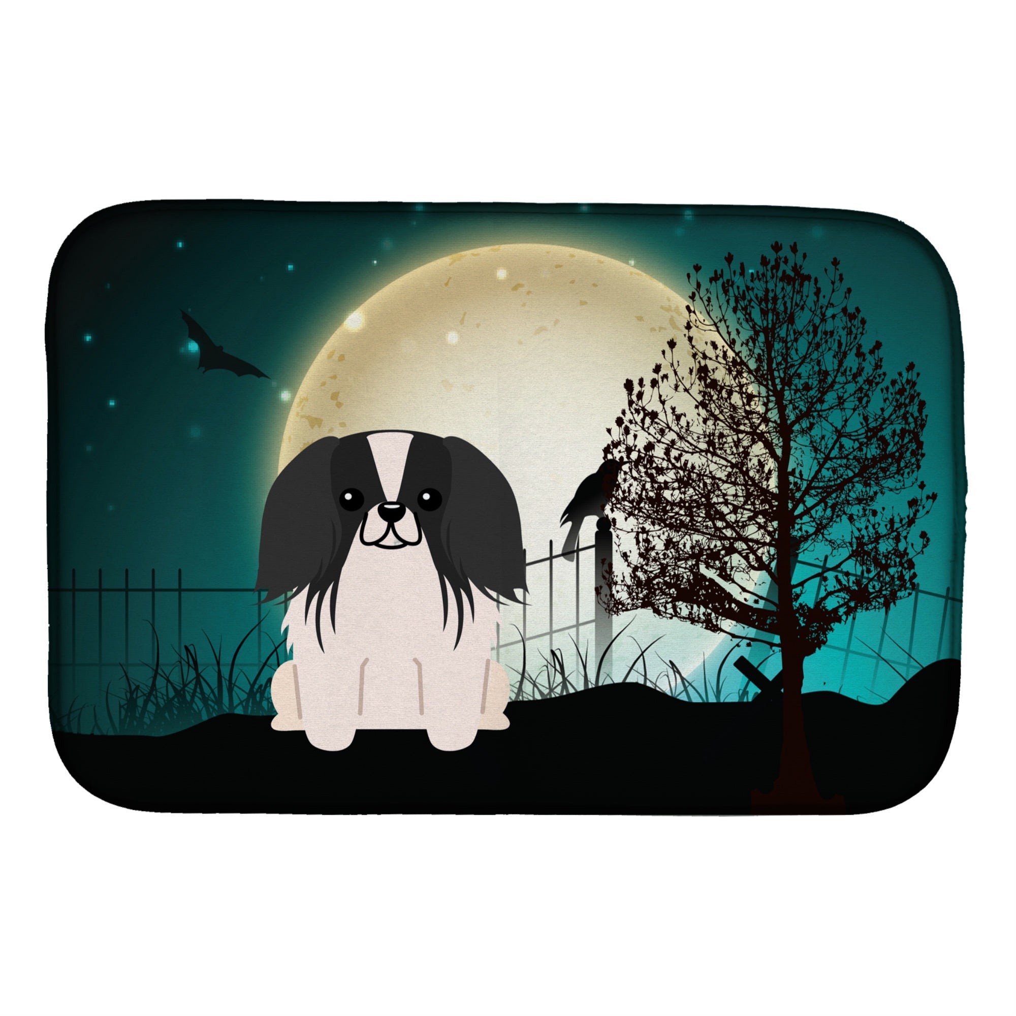 'Caroline'S Treasures Halloween Scary Pekingese Black White Dish Drying Mat, 14 X 21''