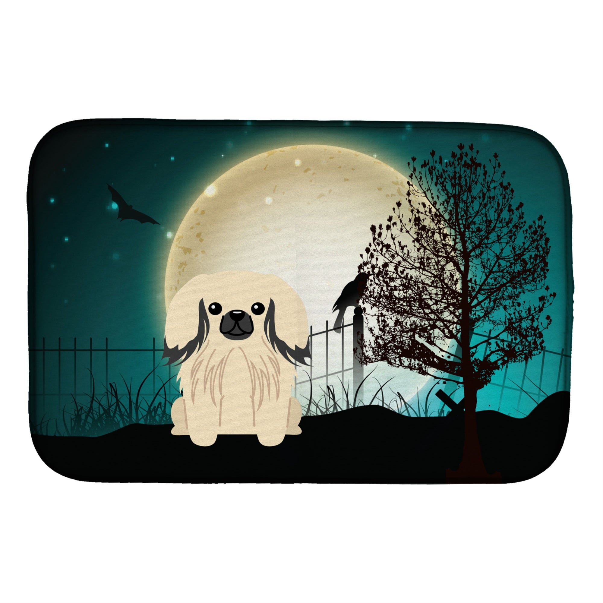 'Caroline'S Treasures Halloween Scary Pekingese Cream Dish Drying Mat, 14'''' X 21''''''