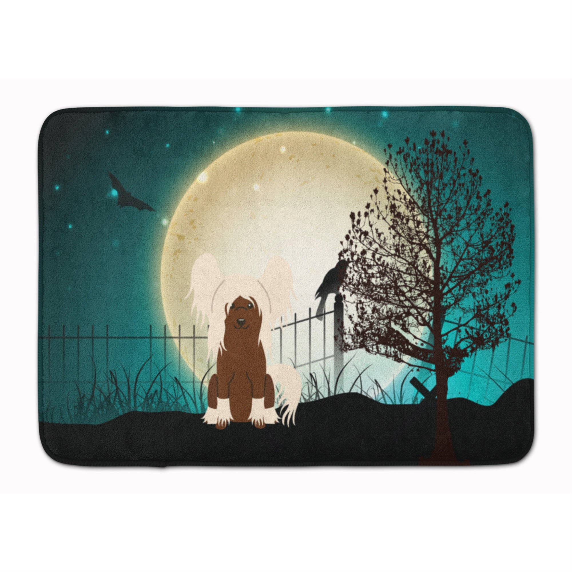 Carolines Treasures Halloween Scary Chinese Crested Cream Floor Mat, 19 x 27, Multicolor