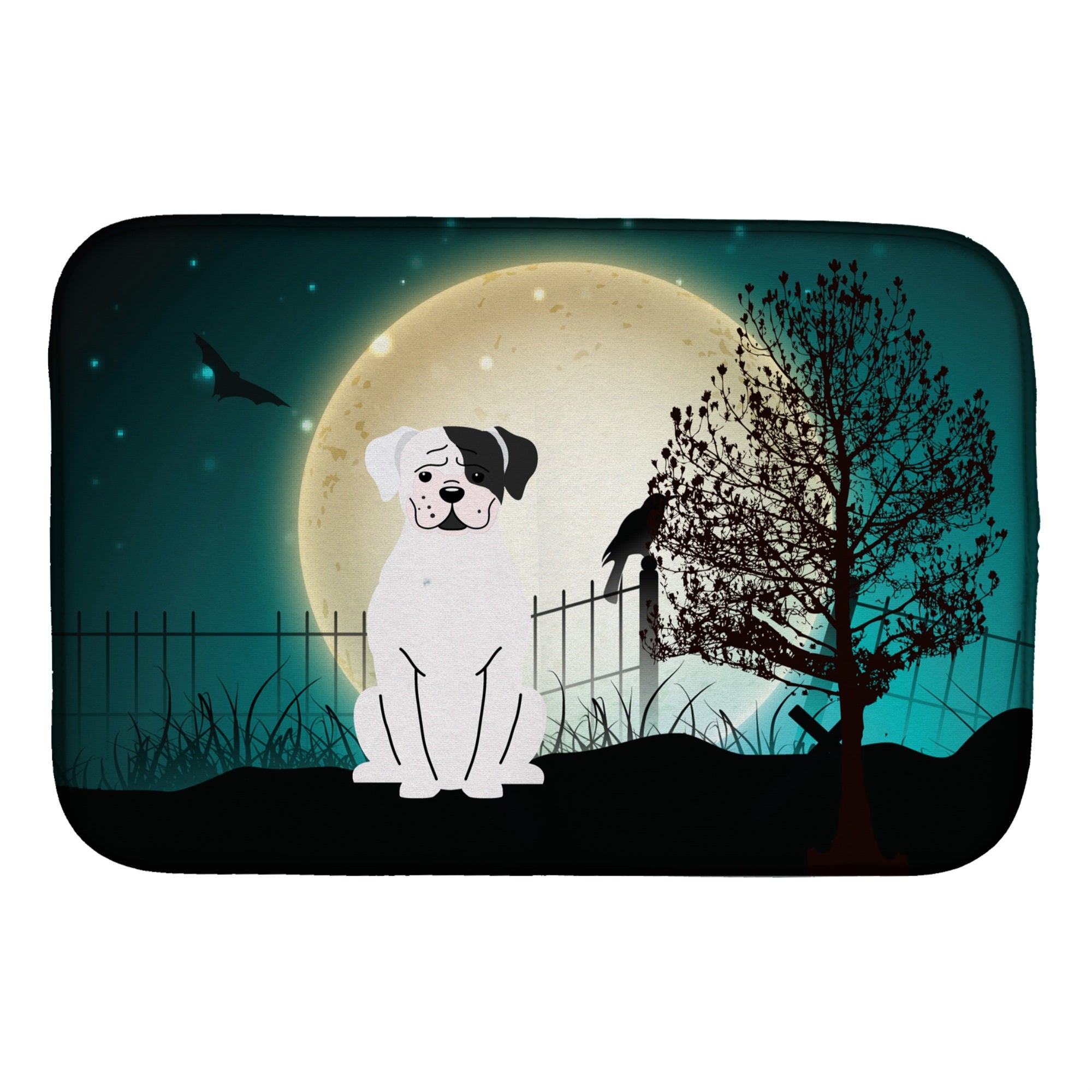 'Caroline'S Treasures Halloween Scary White Boxer Cooper Dish Drying Mat, 14 X 21''