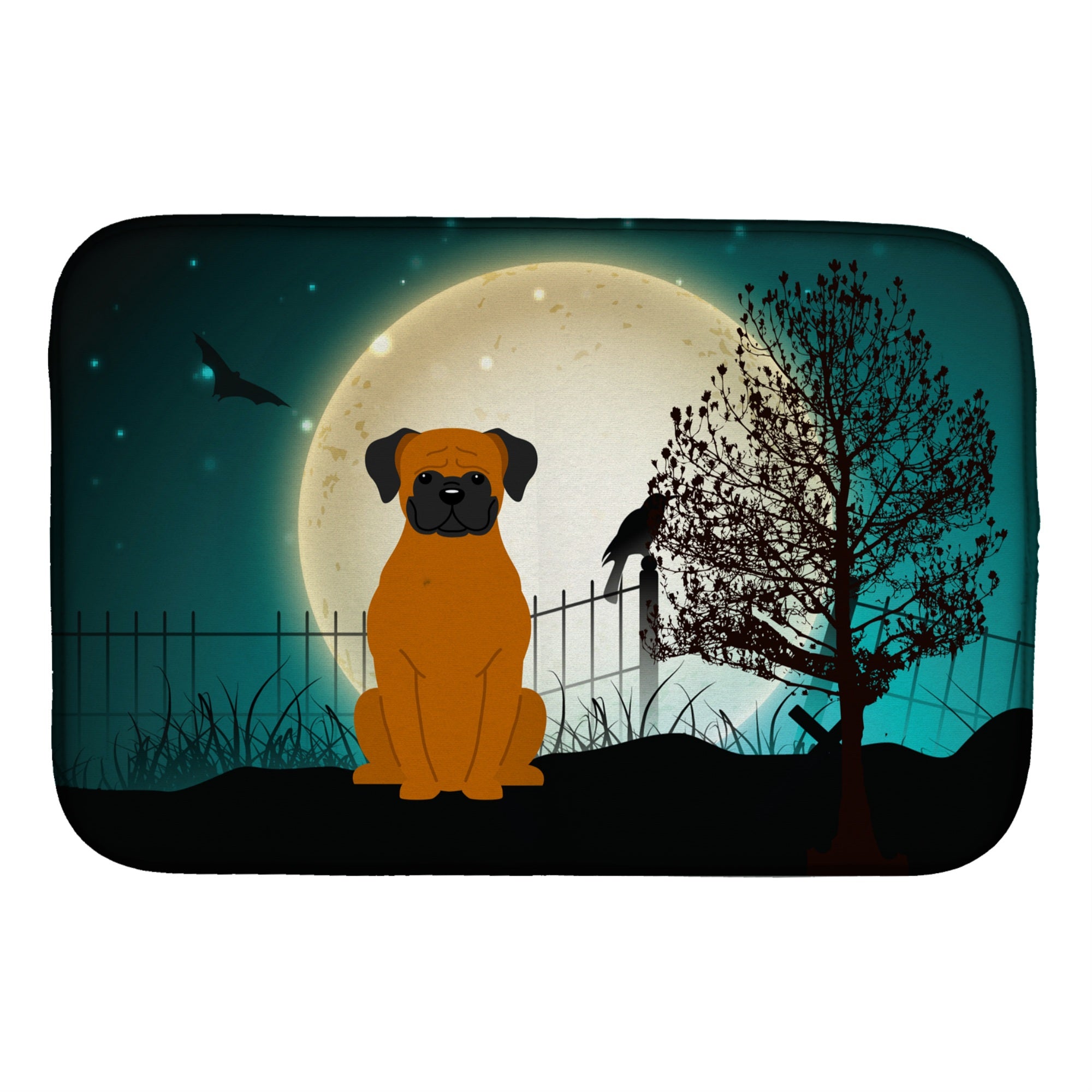 'Caroline'S Treasures Halloween Scary Fawn Boxer Dish Drying Mat, 14'''' X 21''''''