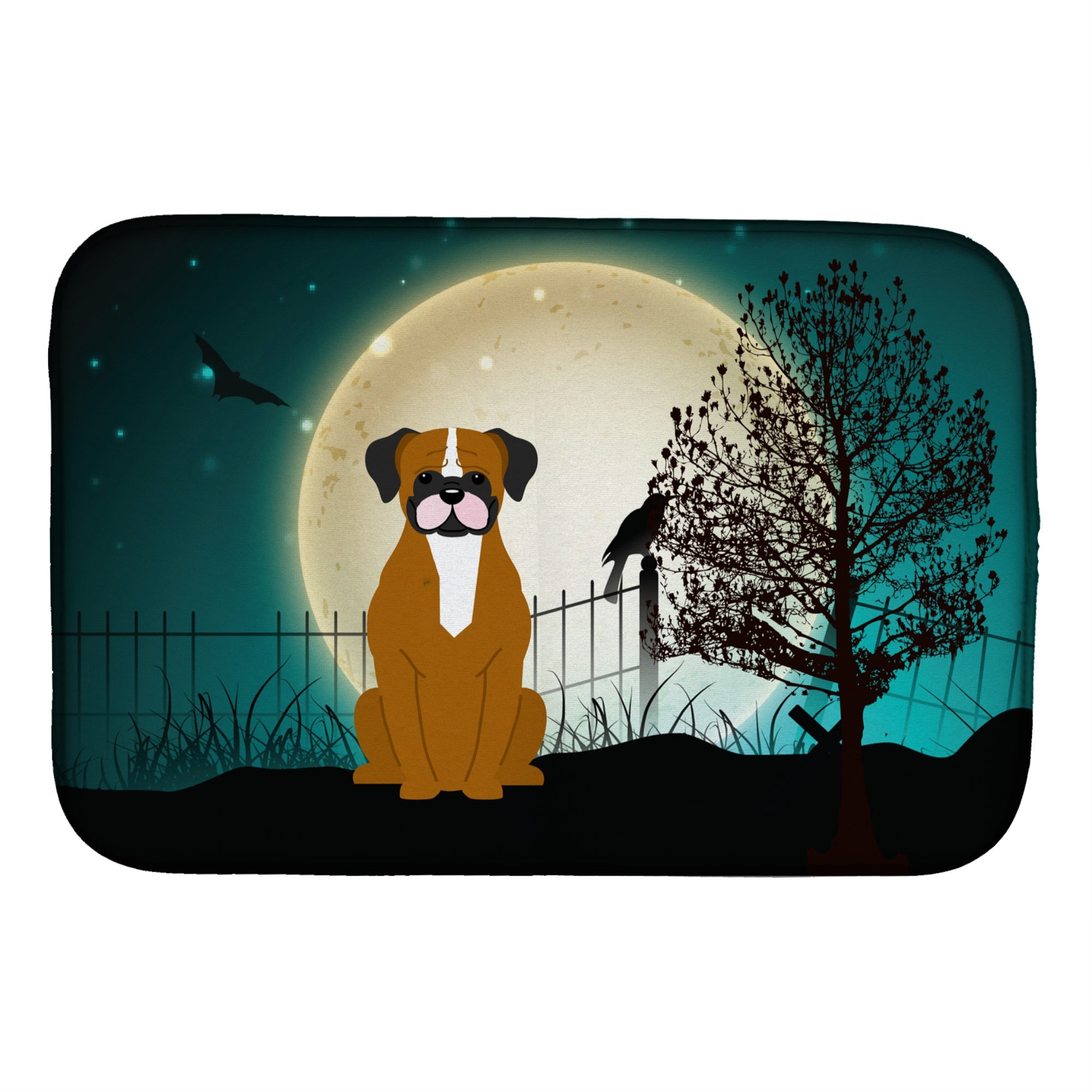 'Caroline'S Treasures Halloween Scary Flashy Fawn Boxer Dish Drying Mat, 14'''' X 21''''''
