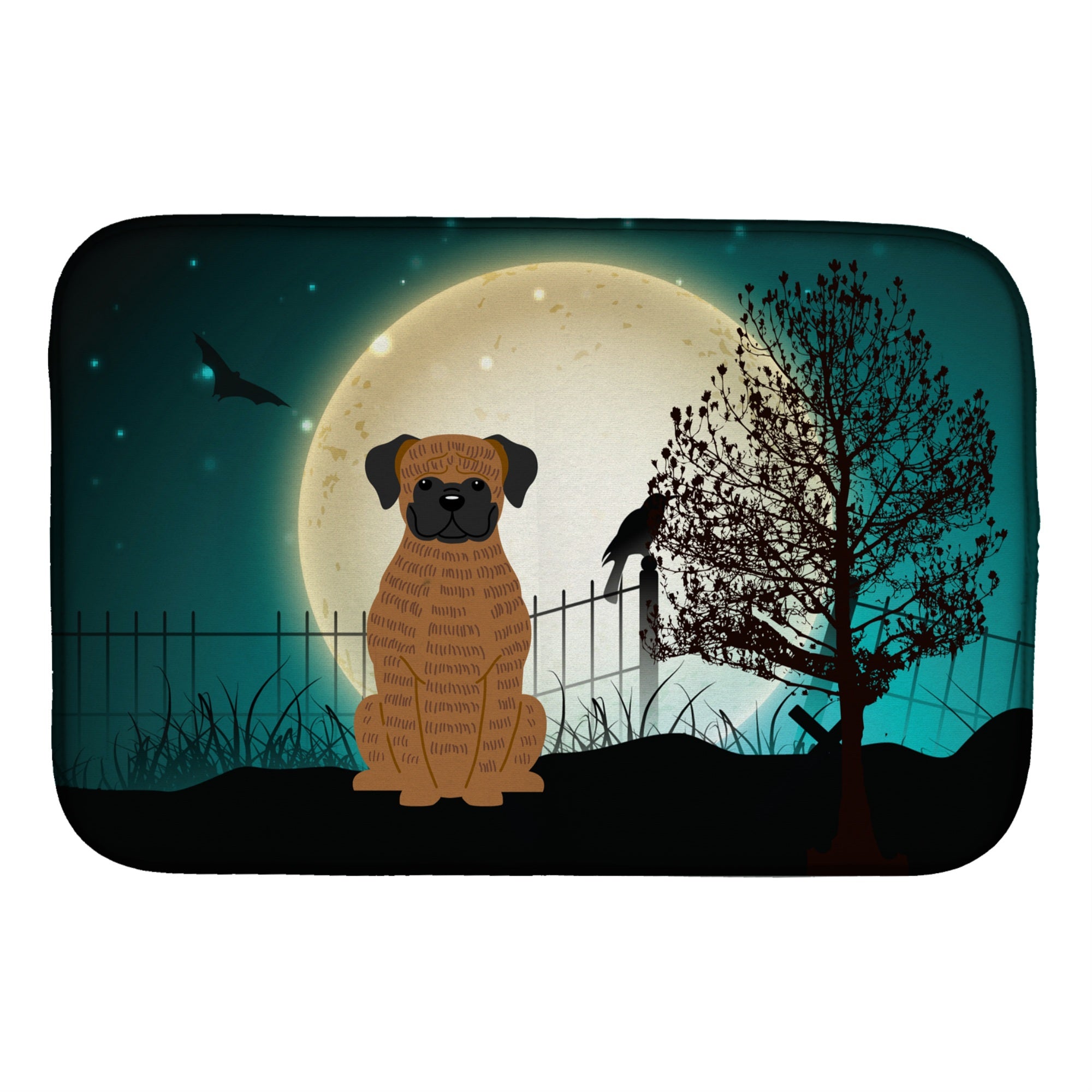 'Caroline'S Treasures Halloween Scary Brindle Boxer Dish Drying Mat, 14 X 21''