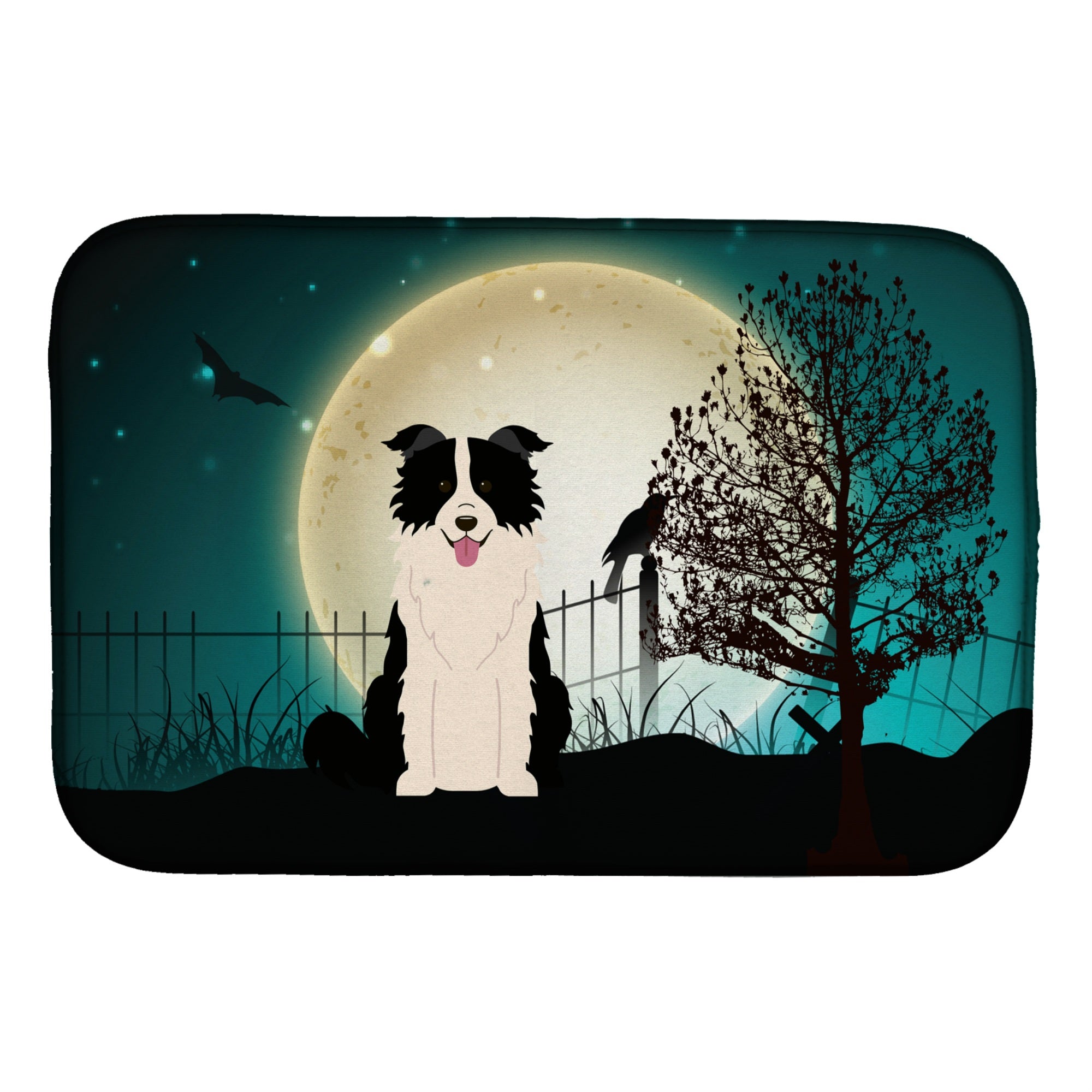 'Caroline'S Treasures Halloween Scary Border Collie Dish Drying Mat, 14'''' X 21''''''