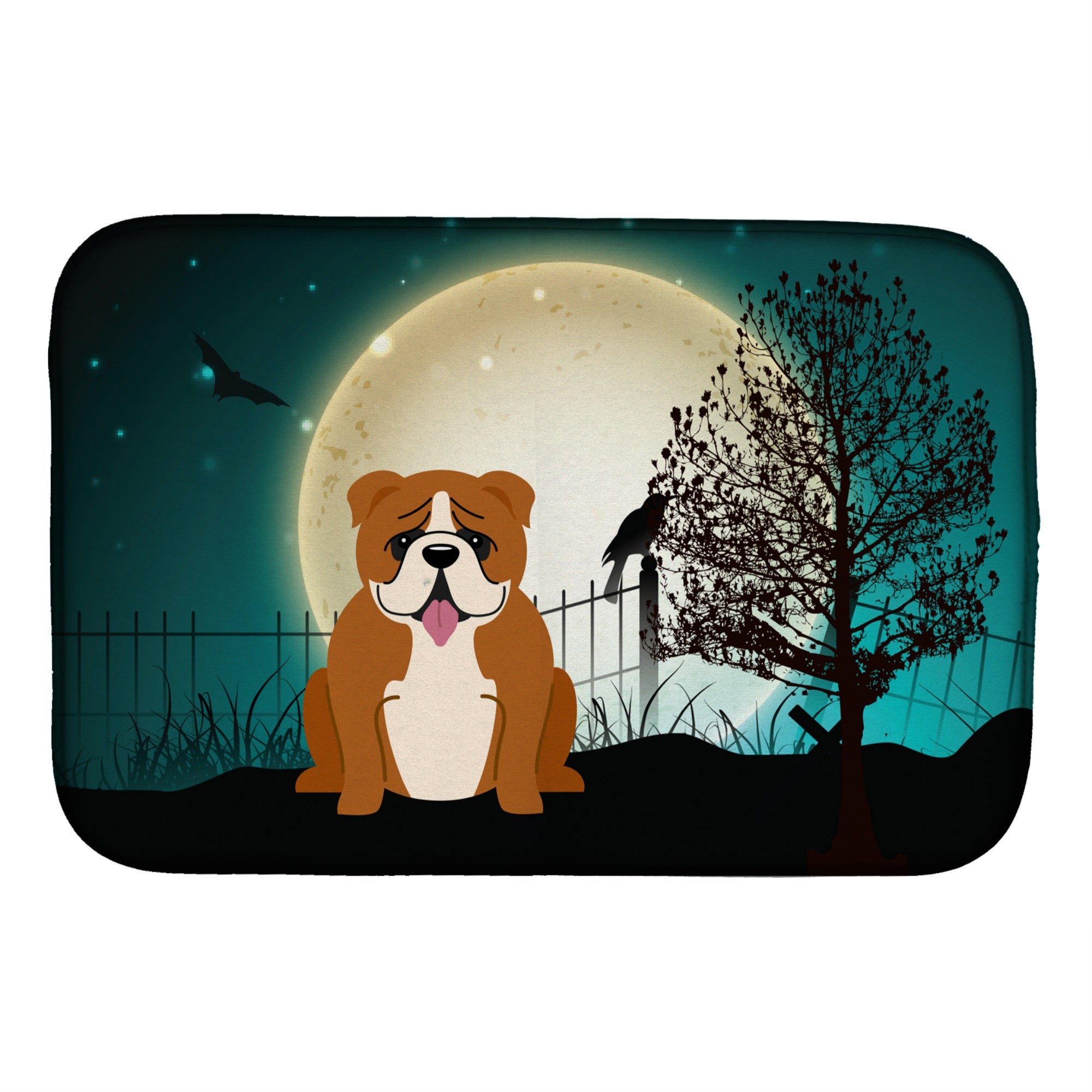 'Caroline'S Treasures Halloween Scary English Bulldog Red White Dish Drying Mat, 14 X 21''